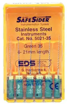 SafeSiders Endodontic Hand Reamers, 21 mm, 0.02 Taper, Size #35, Green, Stainless Steel, 6/Pkg, 5021-35 thumbnail 4