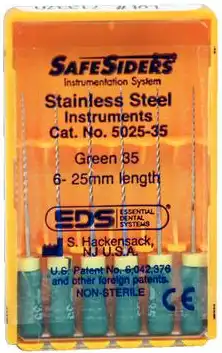 SafeSiders Endodontic Hand Reamers, #35, 25mm, 0.02 Taper, Stainless Steel, Green, 6/Pack, 5025-35 thumbnail 4