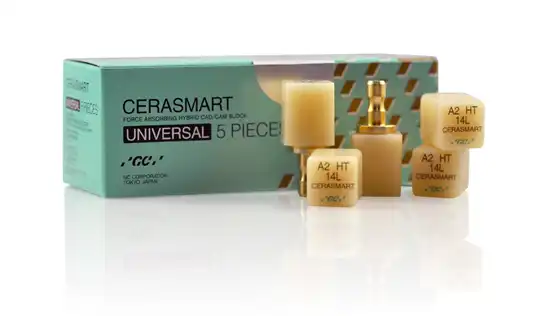 CERASMART Universal Nano Ceramic CAD/CAM Block, Size 14, Shade A2, High Translucency, 5/Pkg, 008665 thumbnail 2