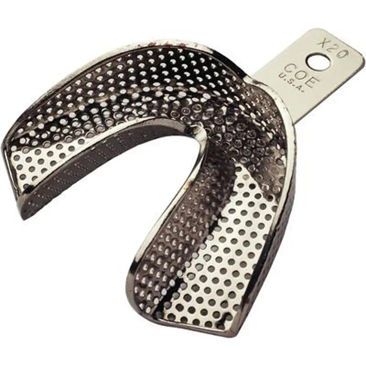 GC America COE Metal Impression Tray, Nickel-Plated, Perforated, #X20, Extra Large, Lower, 1/Pk, 260921 thumbnail 2