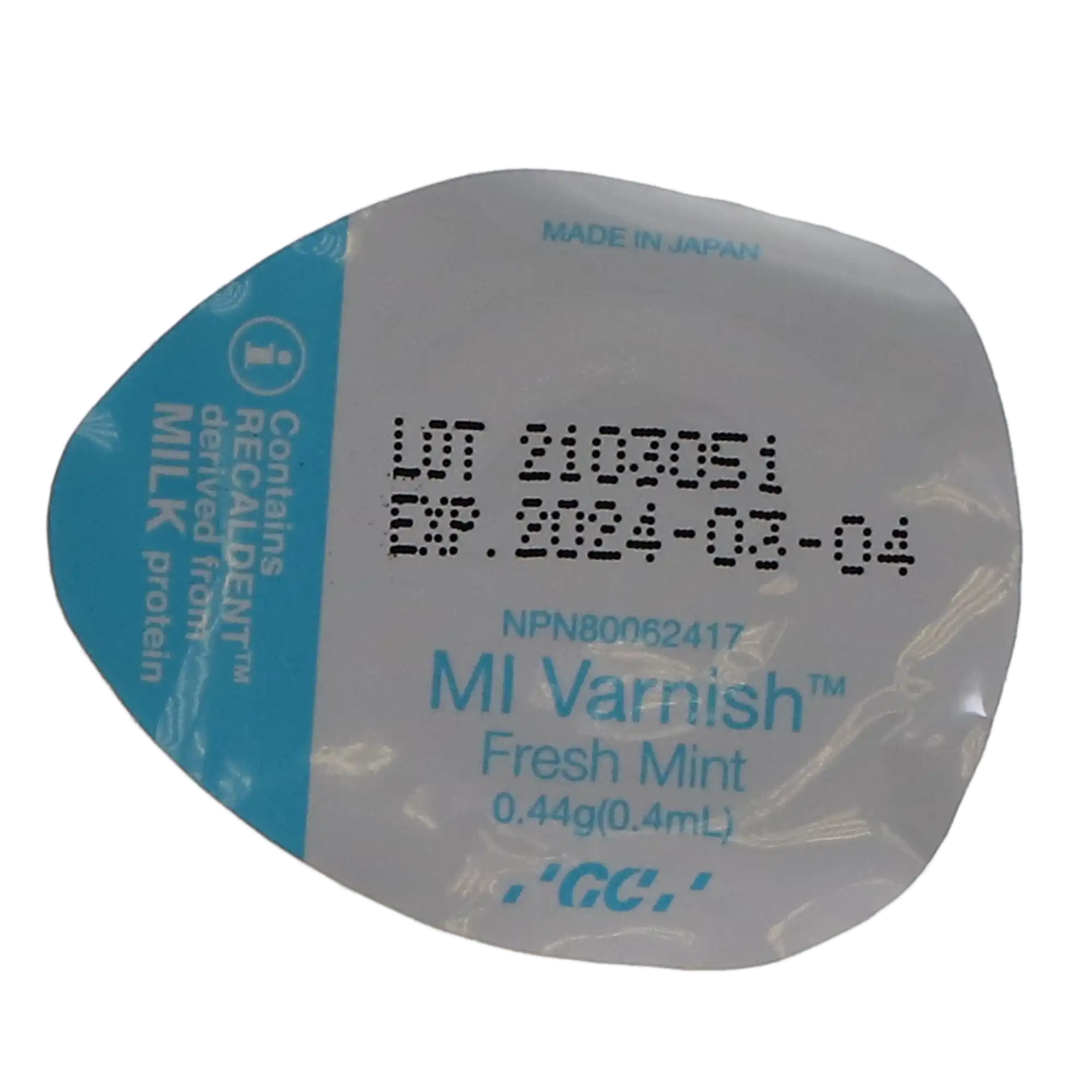 GC America MI Varnish Fresh Mint 5% Sodium Fluoride with RECALDENT (CPP-ACP), 0.4 mL Unit Dose, 50/Pack, 442505 thumbnail 11