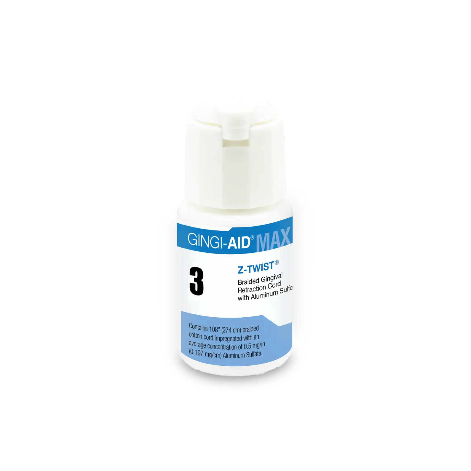Gingi-Aid Max Z-Twist Weave Retraction Cords, with Aluminum Sulfate, #3, Thick, 1/Pk - Gingi-Aid Max Z-Twist Weave Retraction Cords, with Aluminum Sulfate, # 3, Thick, 1/Pk - Image 1
