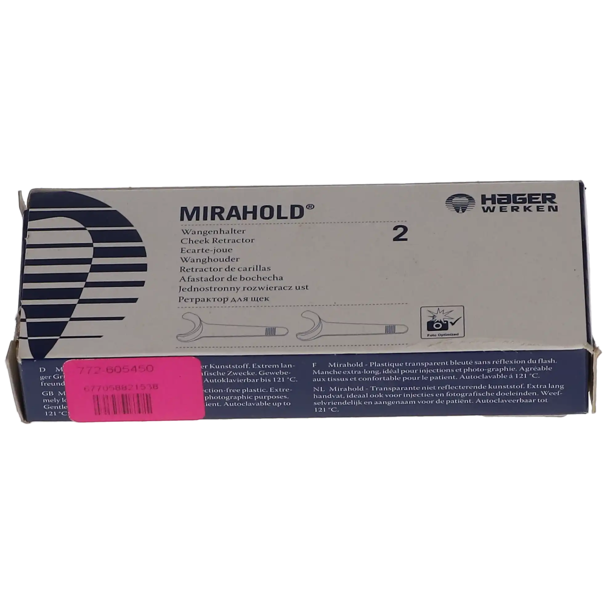 Mirahold Cheek Retractor, Adult, Single-Sided, Clear Plastic, 2/Pk, 605450 thumbnail 6