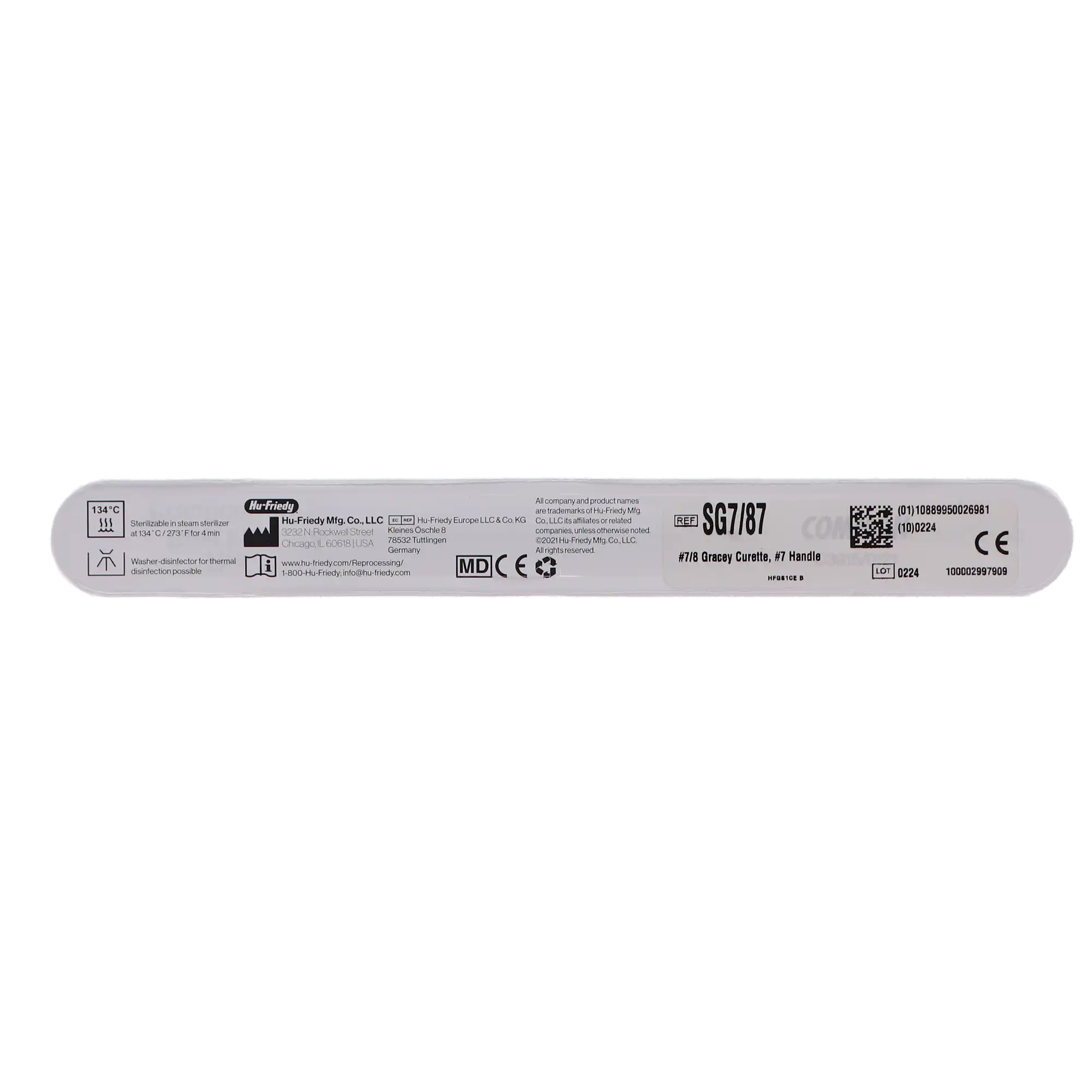 Hu-Friedy Gracey Curette 7/8, Double-Ended, #7 Satin Steel Colours Handle, SG7/87 thumbnail 4