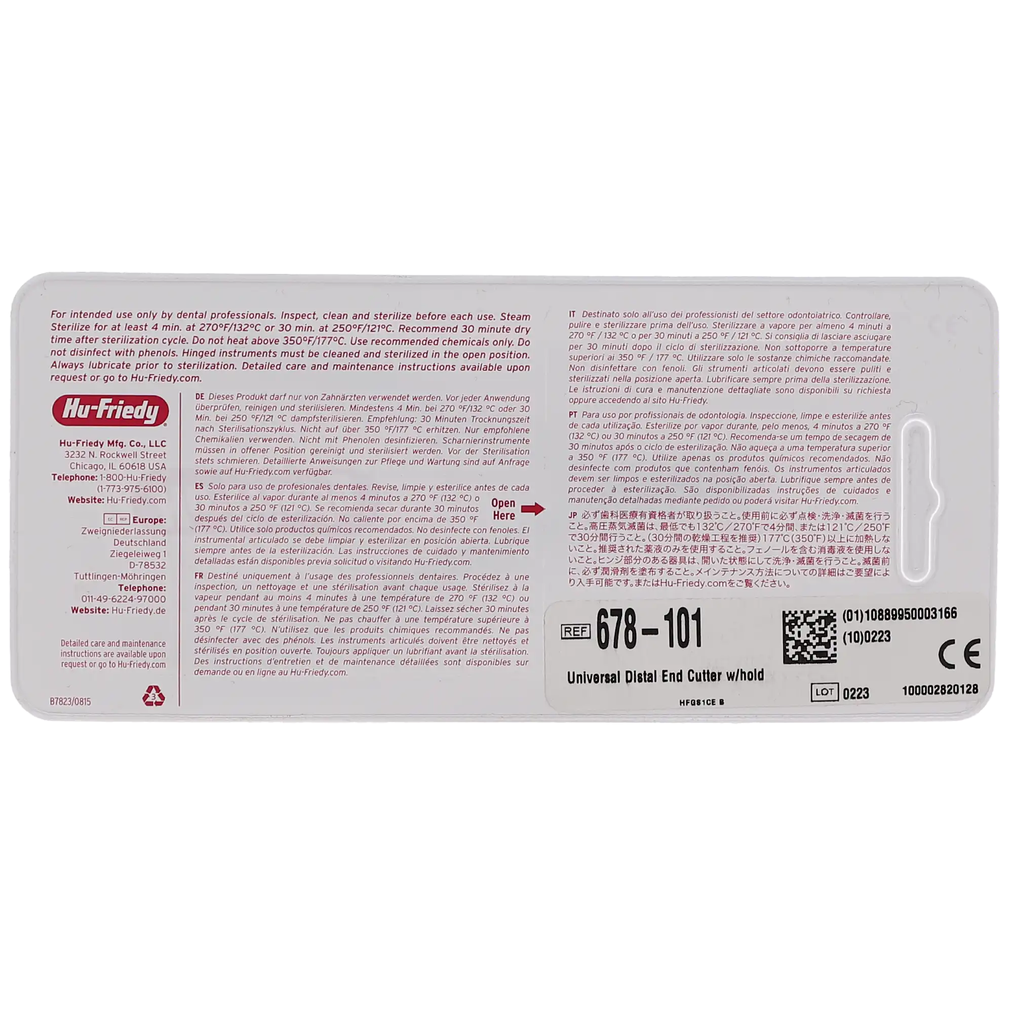 Hu-Friedy Universal Cut & Hold Distal End Cutter, Regular Handle, 4.5", 678-101 thumbnail 4