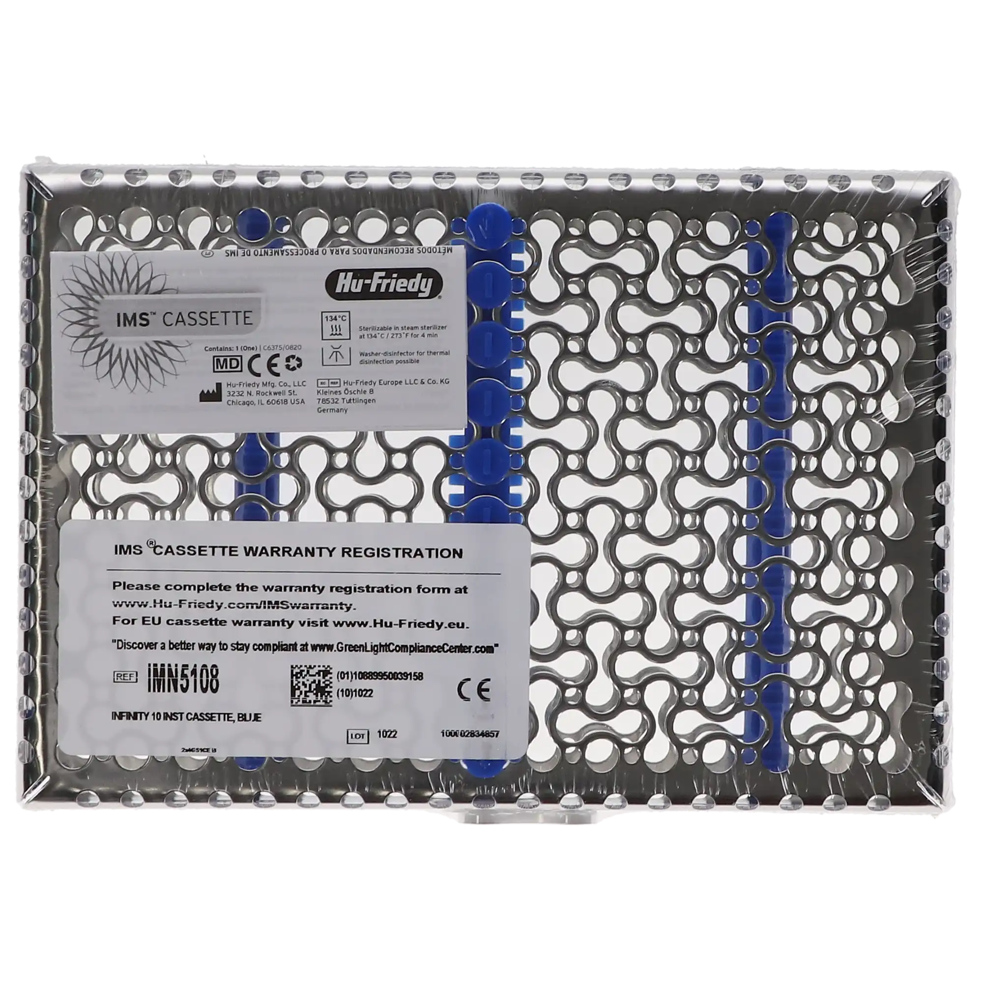 Hu-Friedy IMS Infinity Series Cassette, 10-Instrument, Small, Blue, 1/Pk, IMN5108 thumbnail 5