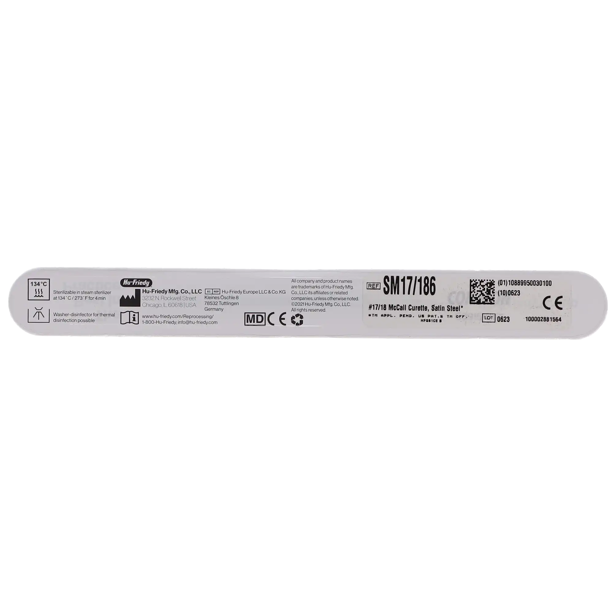 Hu-Friedy McCall 17/18 Double-Ended Curette, #6 Satin Steel Handle, SM17/186 thumbnail 4