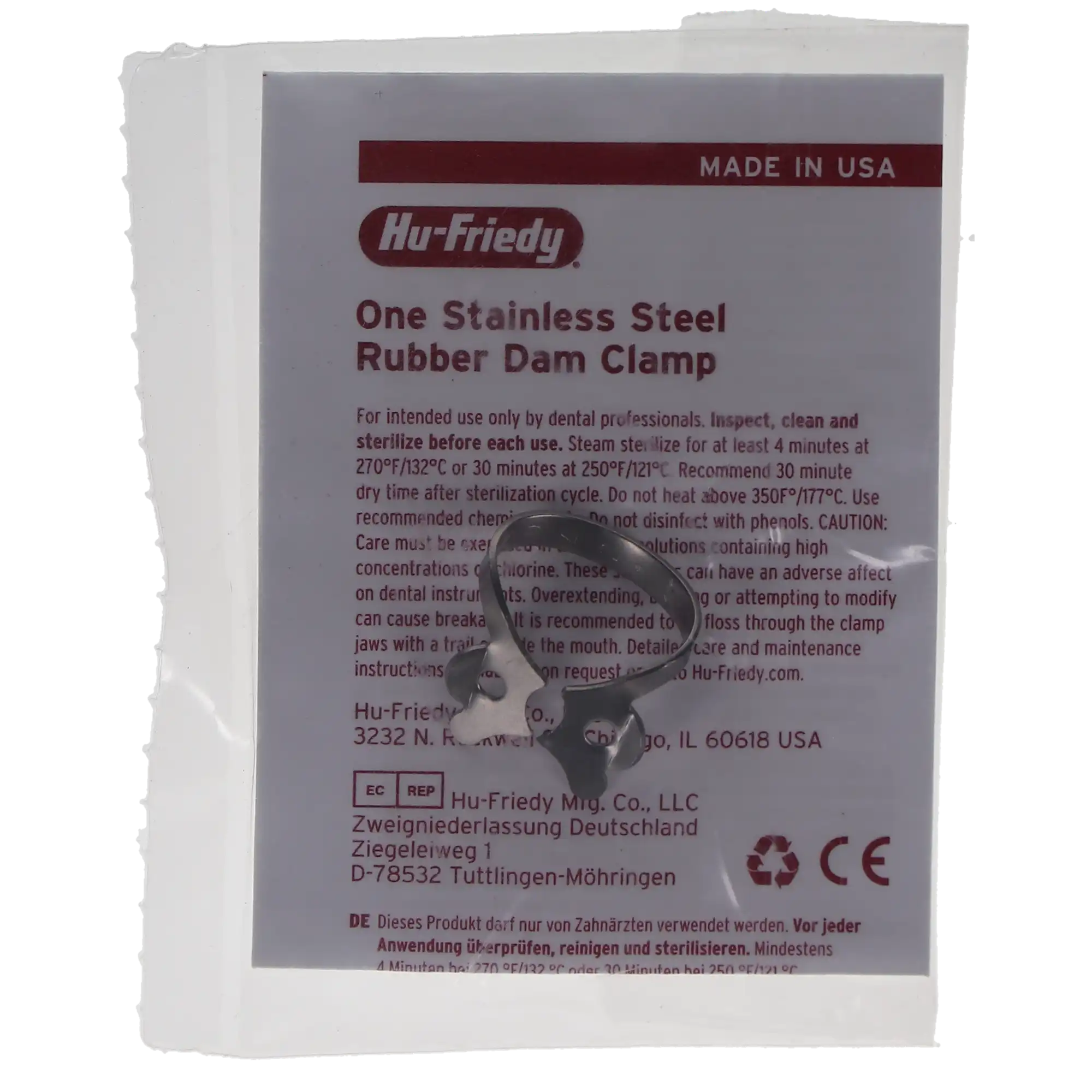 Hu-Friedy Satin Steel Rubber Dam Clamp, #2 Winged, Premolars, 1/Pk, RDCM2 thumbnail 5