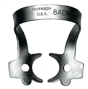 Hu-Friedy Satin Steel Rubber Dam Clamp, #8AD, Winged, Molars, 1/Pk, RDCM8AD thumbnail 2
