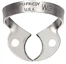 Hu-Friedy #W3 Satin Steel Wingless Rubber Dam Clamp, Small Lower Molars, 1 Each, RDCMW3 thumbnail 2