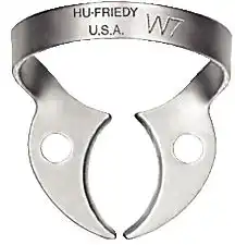 Hu-Friedy Satin Steel Rubber Dam Clamp, #W7, Wingless, Lower Molars, 1/Pk, RDCMW7 thumbnail 2