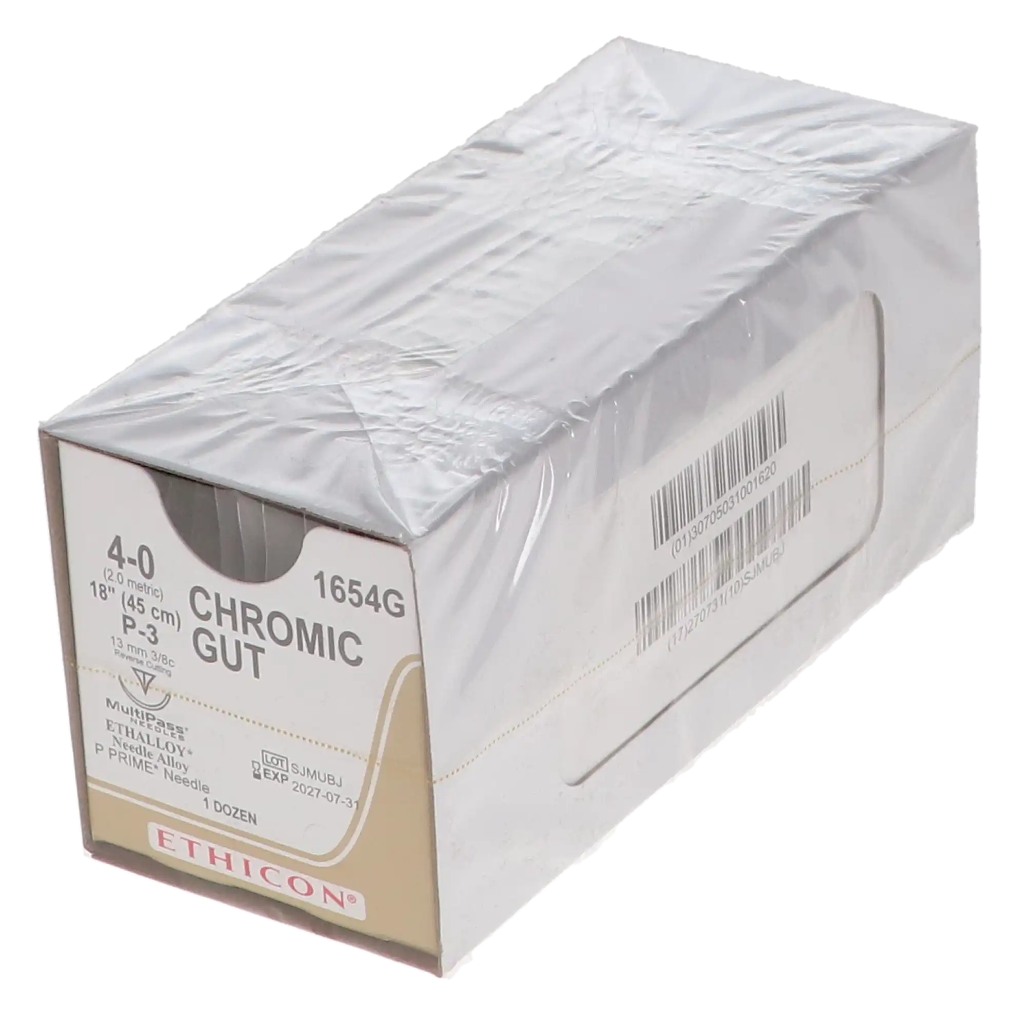 Ethicon 4-0 Chromic Gut Absorbable Sutures with P-3 Reverse Cutting Needle, 18", 12/Pk, 1654G thumbnail 4