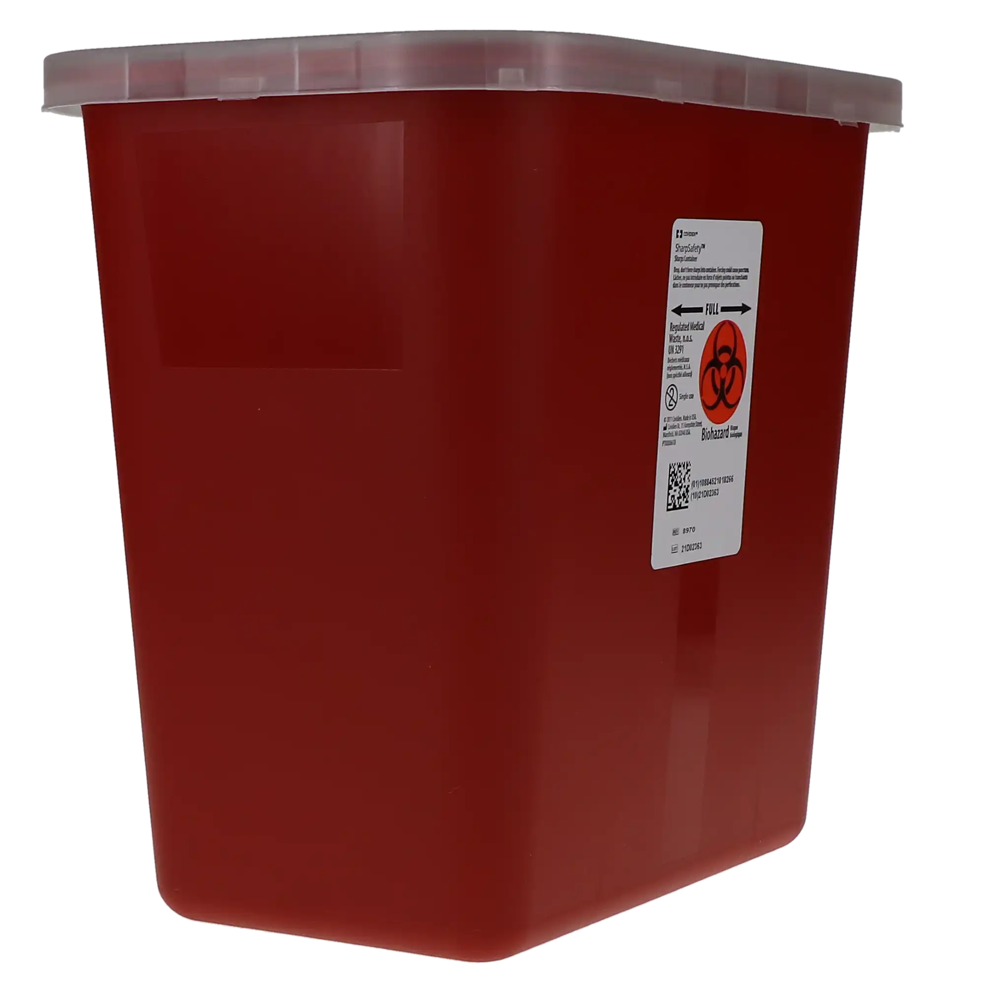 Kendall Healthcare Multi-Purpose Sharps Container, with Rotor Opening Lid, 2 Gal, Red, 1/Pk, 8970 thumbnail 2