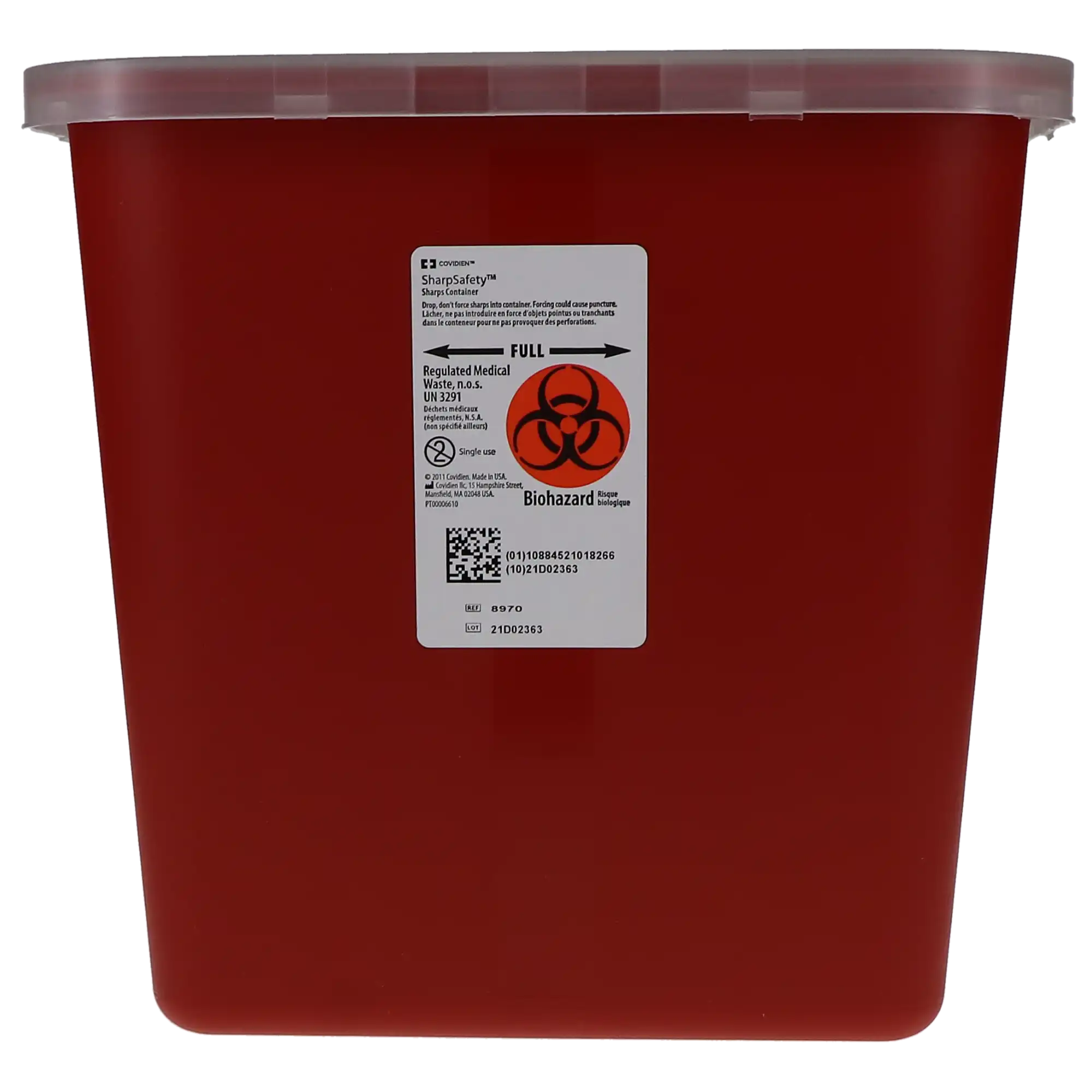 Kendall Healthcare Multi-Purpose Sharps Container, with Rotor Opening Lid, 2 Gal, Red, 1/Pk, 8970 thumbnail 5
