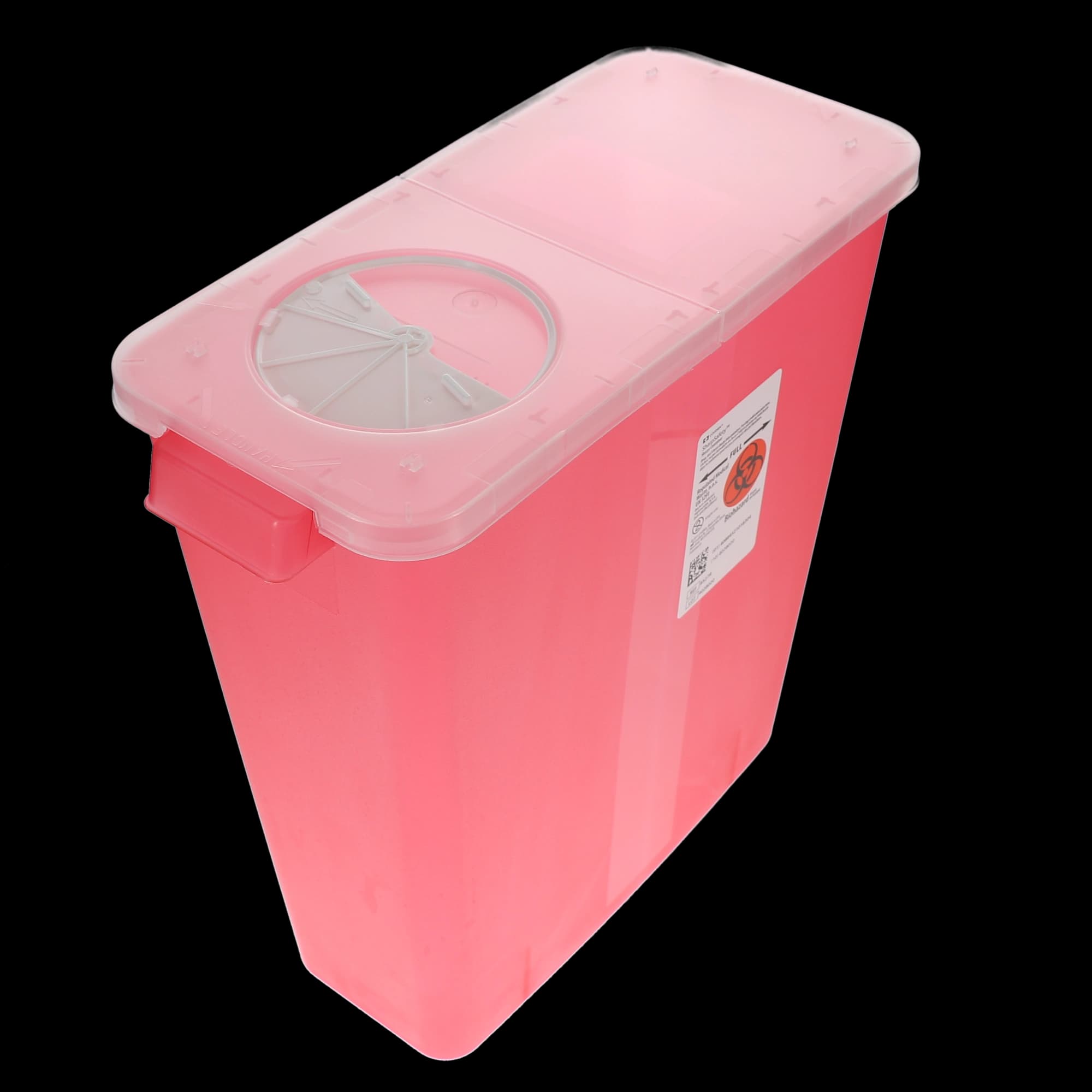 SharpStar Multi-Purpose Sharps Container with Hinged Rotor Lid, 3 Gallon, Transparent Red, 8527R thumbnail 3