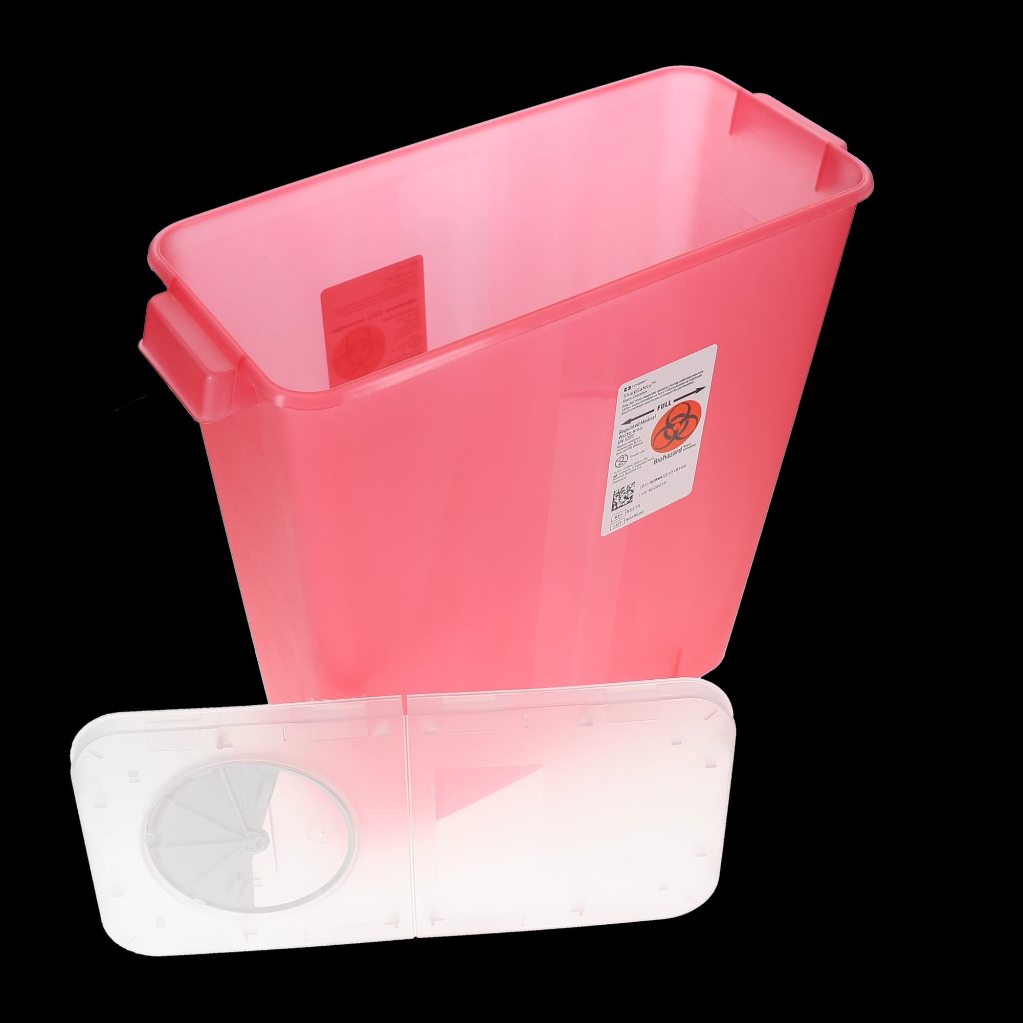 SharpStar Multi-Purpose Sharps Container with Hinged Rotor Lid, 3 Gallon, Transparent Red, 8527R thumbnail 4