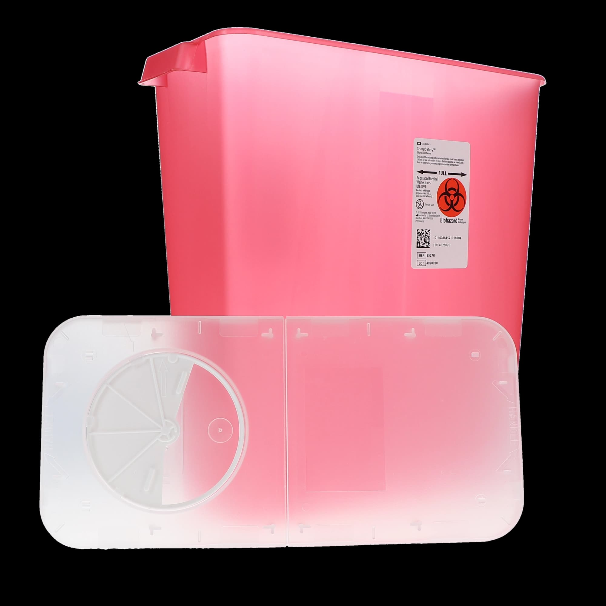 SharpStar Multi-Purpose Sharps Container with Hinged Rotor Lid, 3 Gallon, Transparent Red, 8527R thumbnail 5