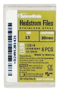 Sybron Endo Hedstrom Files, Stainless Steel, 30 mm, #15, White, 6/Pk, 12814 thumbnail 2