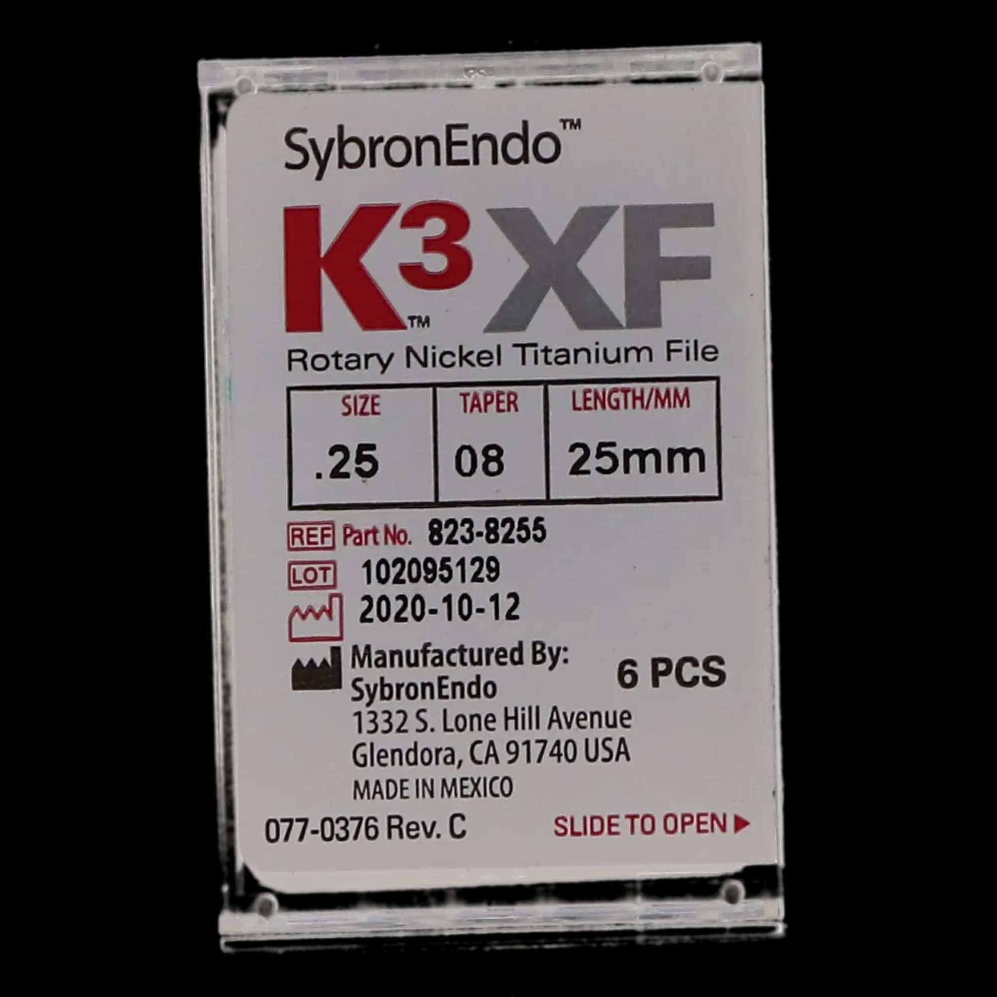 K3XF Nickel Titanium Rotary Files, #25/.08 Taper, 25mm, Red, 6/Pk, 823-8255 thumbnail 6