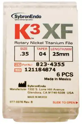 K3XF NiTi Rotary File, .04 Taper, #35, 25 mm, Green, 6/Pk, 823-4355 thumbnail 9