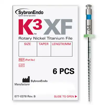 K3XF Nickel-Titanium Rotary Files, 25 mm, .04 Taper, Assorted #15-40, 6/Pk, 823-4025 thumbnail 8