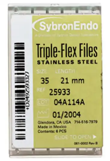 Kerr Triple K-Flex Stainless Steel Hand Files, 30 mm, Assorted #45-80, 6/Pk, 821-3130 - Triple K-Flex Stainless Steel Hand Files, 30 mm, # 45-80, Assorted, 6/Pk - Image 1