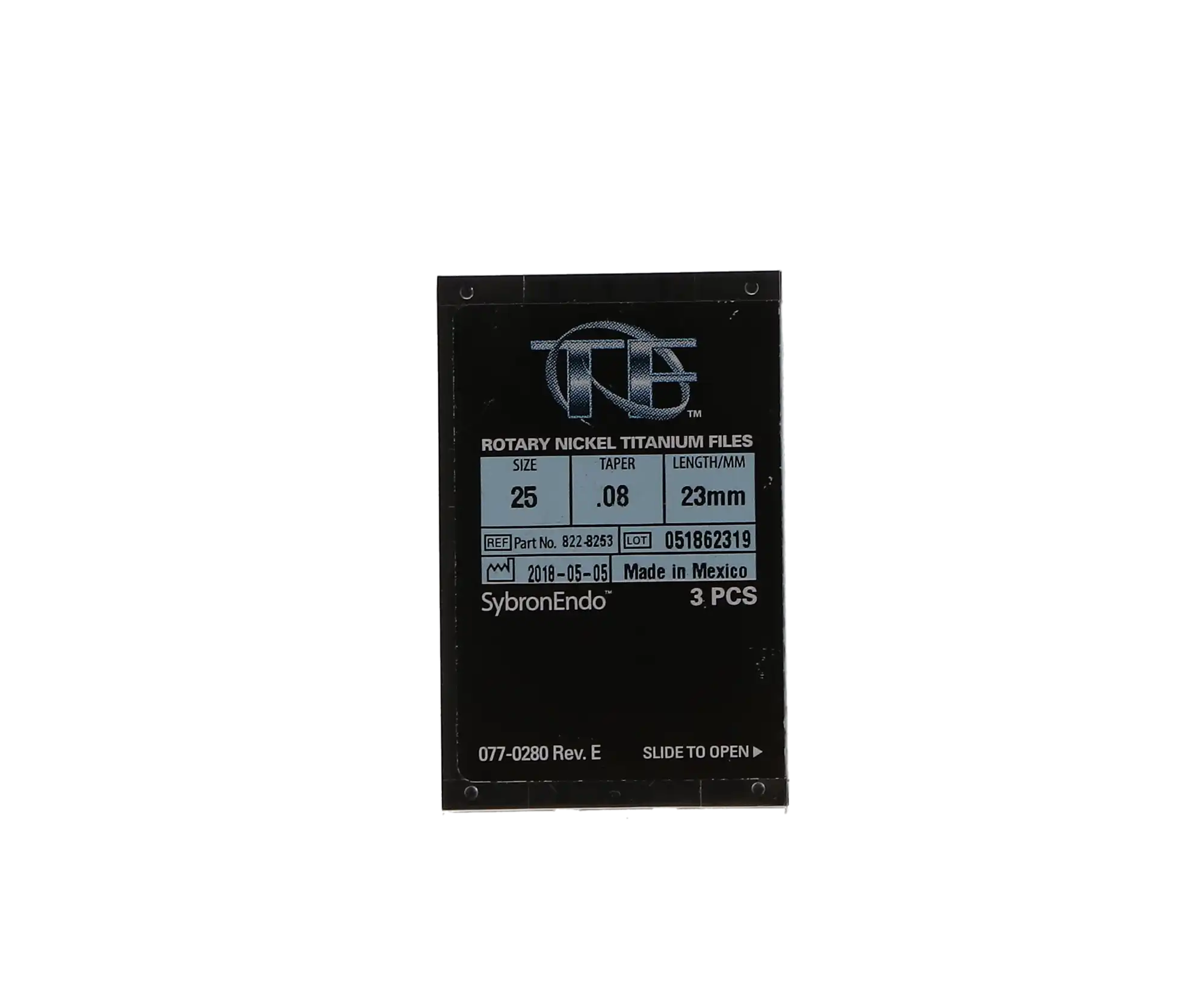 Kerr TF Twisted File Rotary NiTi File, .08 Taper, #25, 23mm, Red, 3/Pk, 822-8253 thumbnail 12
