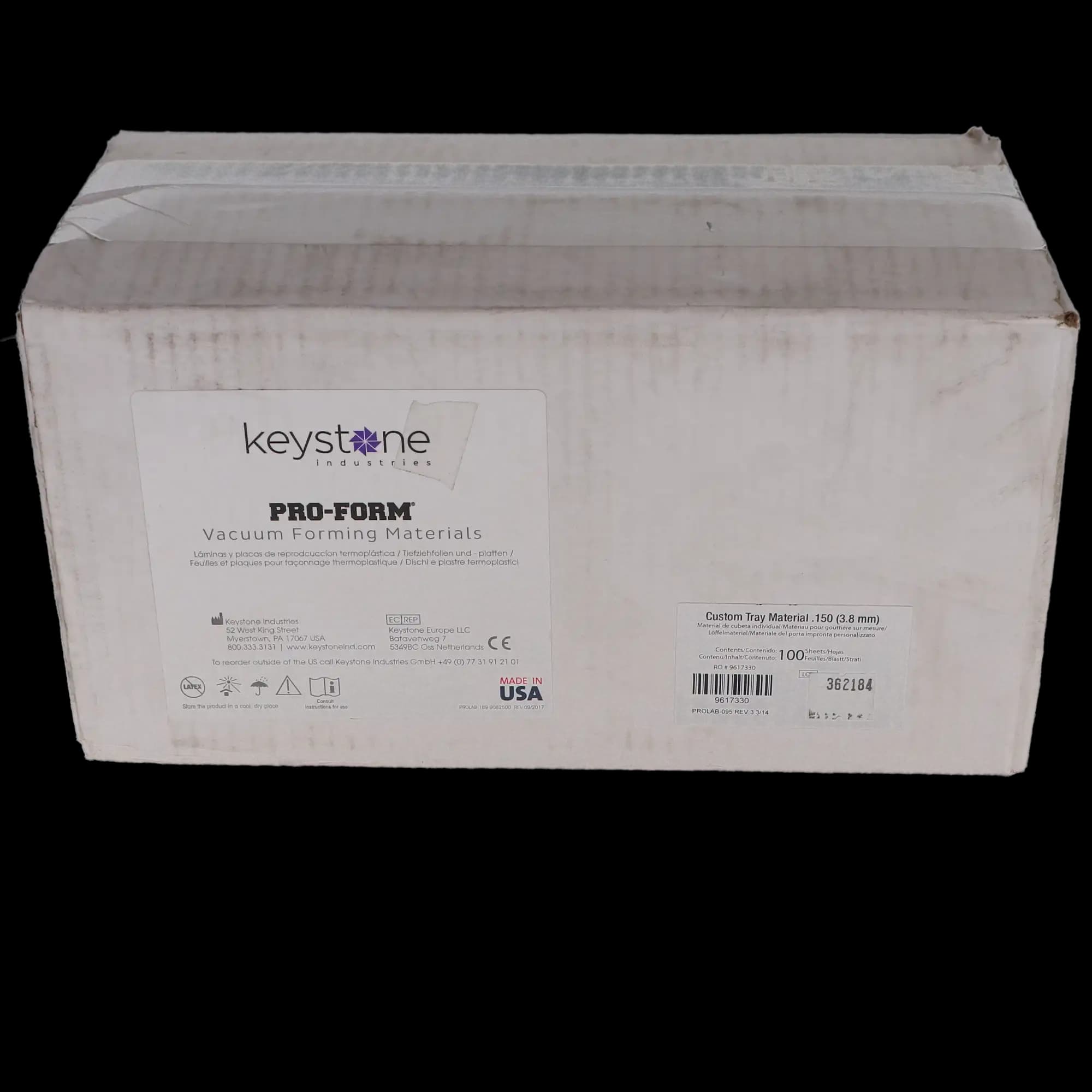 Pro-Form Tray Material, Styrene, 5" x 5", 0.150" (3.8mm), Gray, 100/Pk, 9617330 thumbnail 4