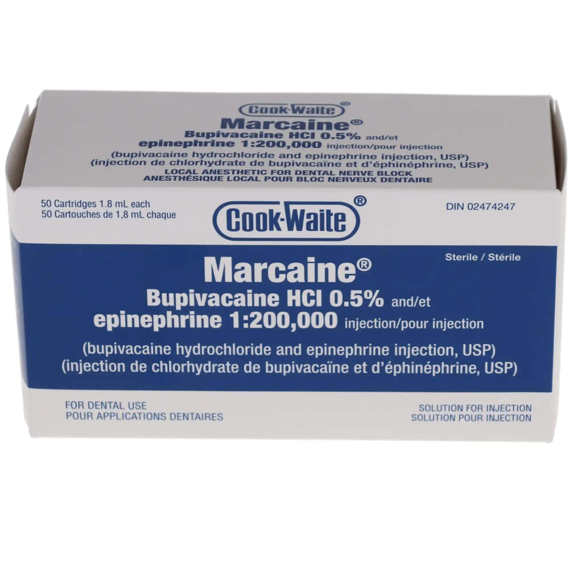 Septodont Marcaine Bupivacaine HCl 0.5% with Epinephrine 1:200,000 Local Anesthetic Cartridges, 1.7 mL, 50/Pk, 99184 thumbnail 4