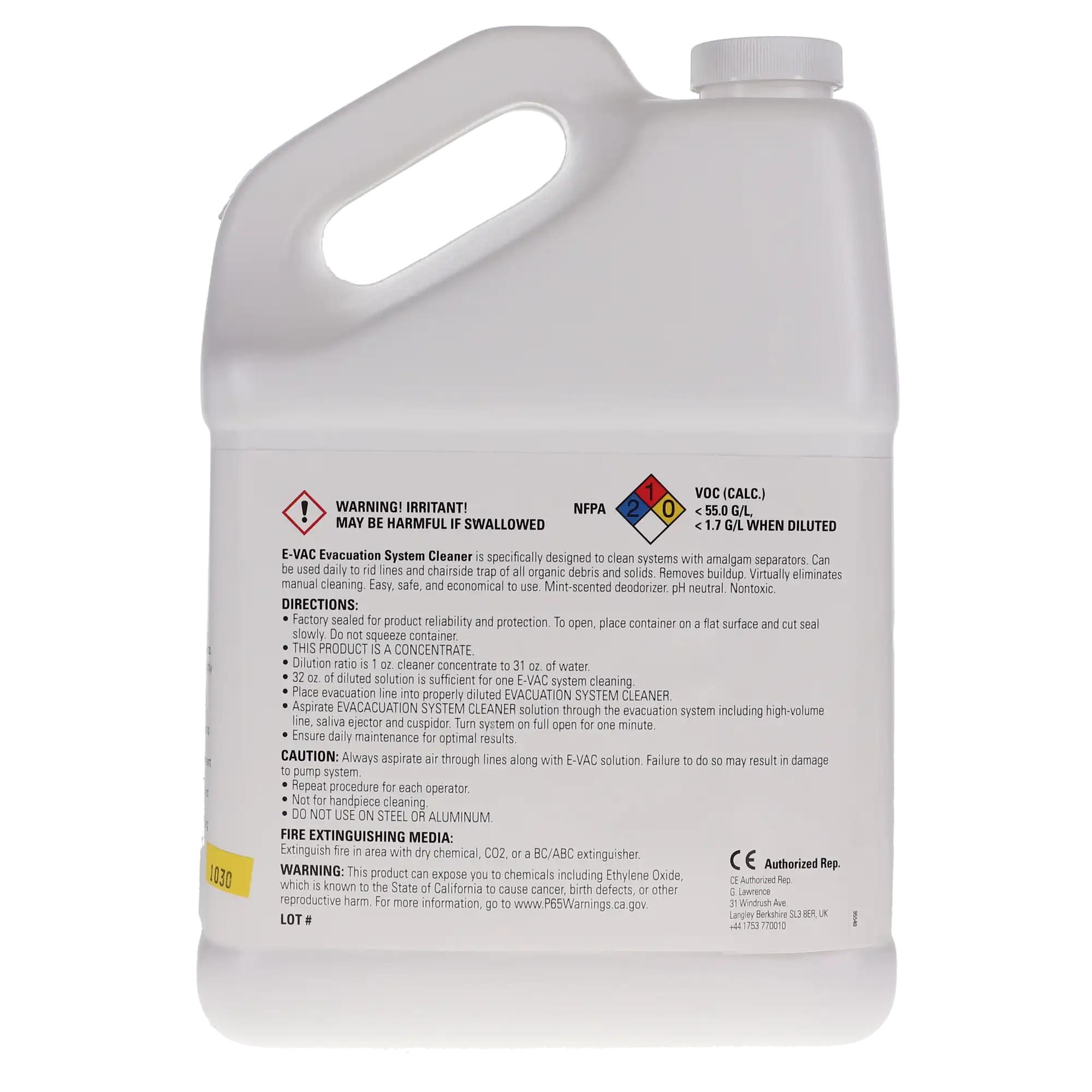 L&R E-VAC Evacuation System Cleaner Concentrate, pH Neutral, Non-Foaming, Fresh Mint, 1 Gallon Bottle, 107 thumbnail 7