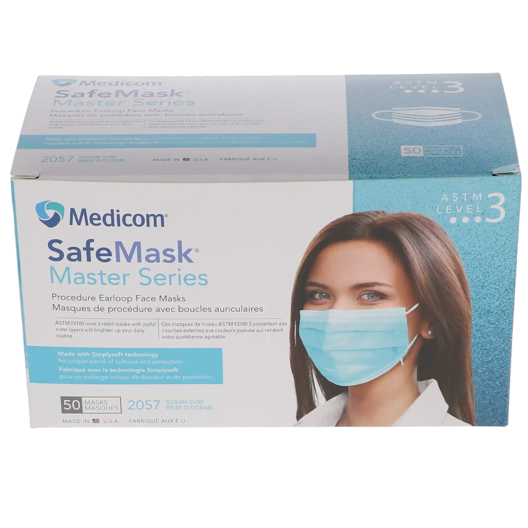 SafeMask Master Series Procedure Earloop Mask, ASTM Level 3, Ocean Surf (Aqua Marine), 50/Box, 2057 thumbnail 12