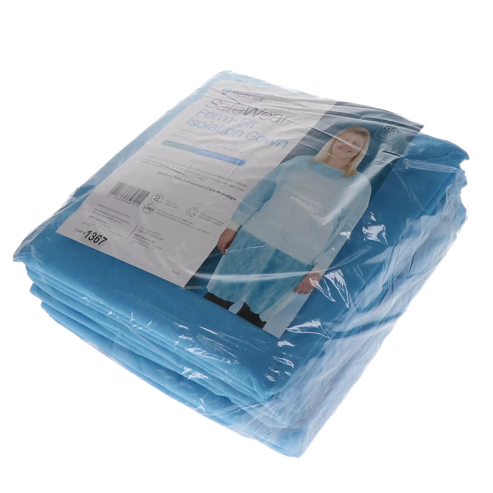 SafeWear Form-Fit Disposable Isolation Gown, Regular, Bright Blue, Latex-Free, 12/Pk, 8114 thumbnail 8