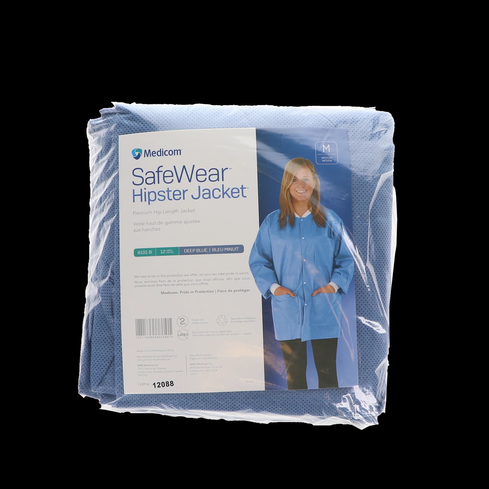 SafeWear Hipster Jacket, Medium, Deep Blue, 45 g/m2 SMS, AAMI Level 2, 12/Pk, 8101-B thumbnail 9