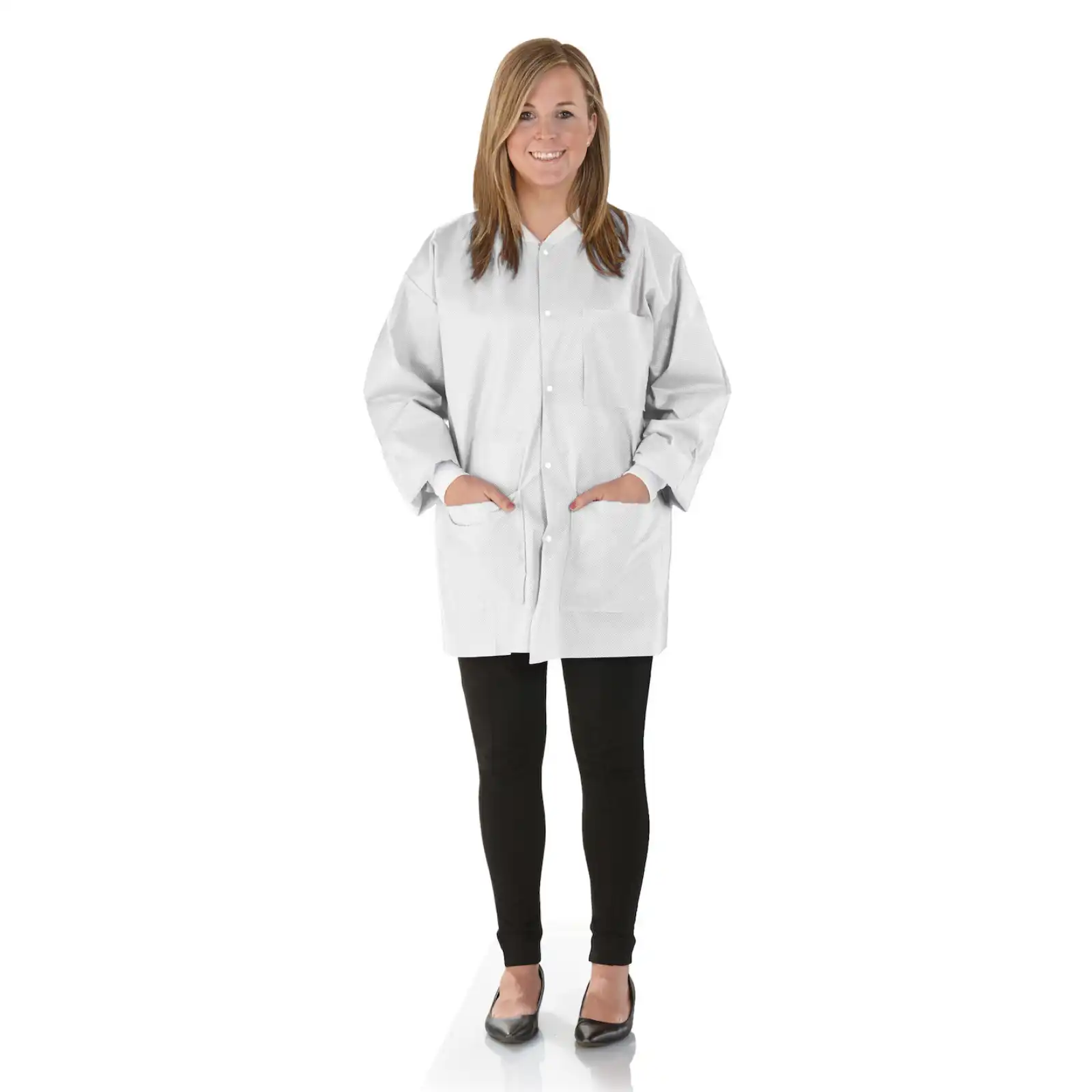 SafeWear Hipster Jacket, Small, White Frost, 45 g/m2 SMS, AAMI Level 2, 12/Pk, 8105-A thumbnail 8