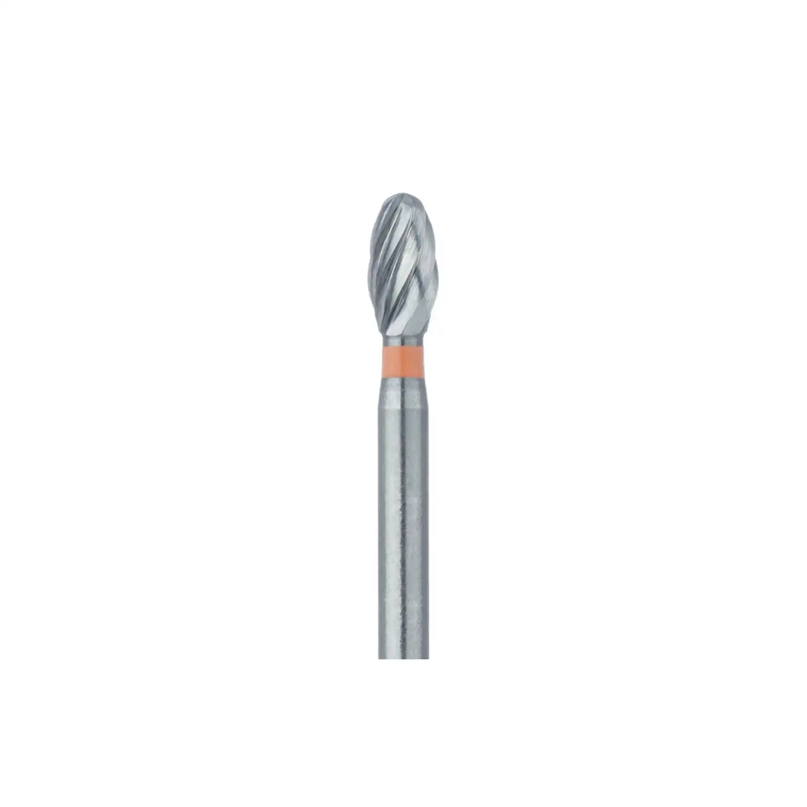 Meisinger Tungsten Carbide Twist Trimming and Finishing Bur, Friction Grip, Egg/Football, #7408, 2.3 mm, Fine (8-12 Flutes), Orange, 5/Pk, D0379-023-FG - Tungsten Carbide Twist Trimming and Finishing Bur, Friction Grip, Egg, 7408, 2.3 mm, Fine, Orange, 5/Pk, D0379-023-FG - Image 1