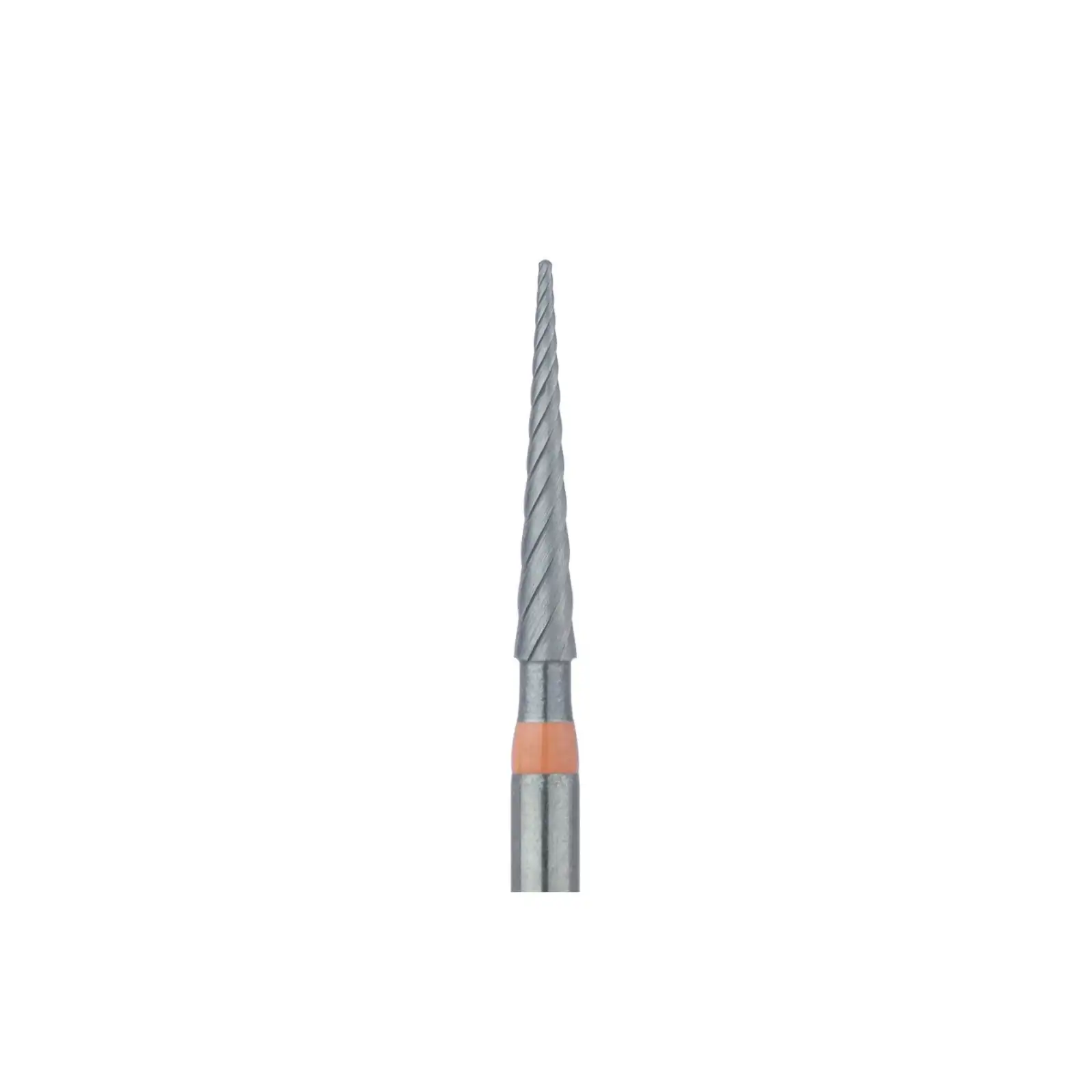 Meisinger Tungsten Carbide Twist Trimming & Finishing Bur, FG, Pointed Taper ET9, 1.4 mm, Fine (8-12 Flutes), Orange, 5/Pk, D0135-014-FG thumbnail 2