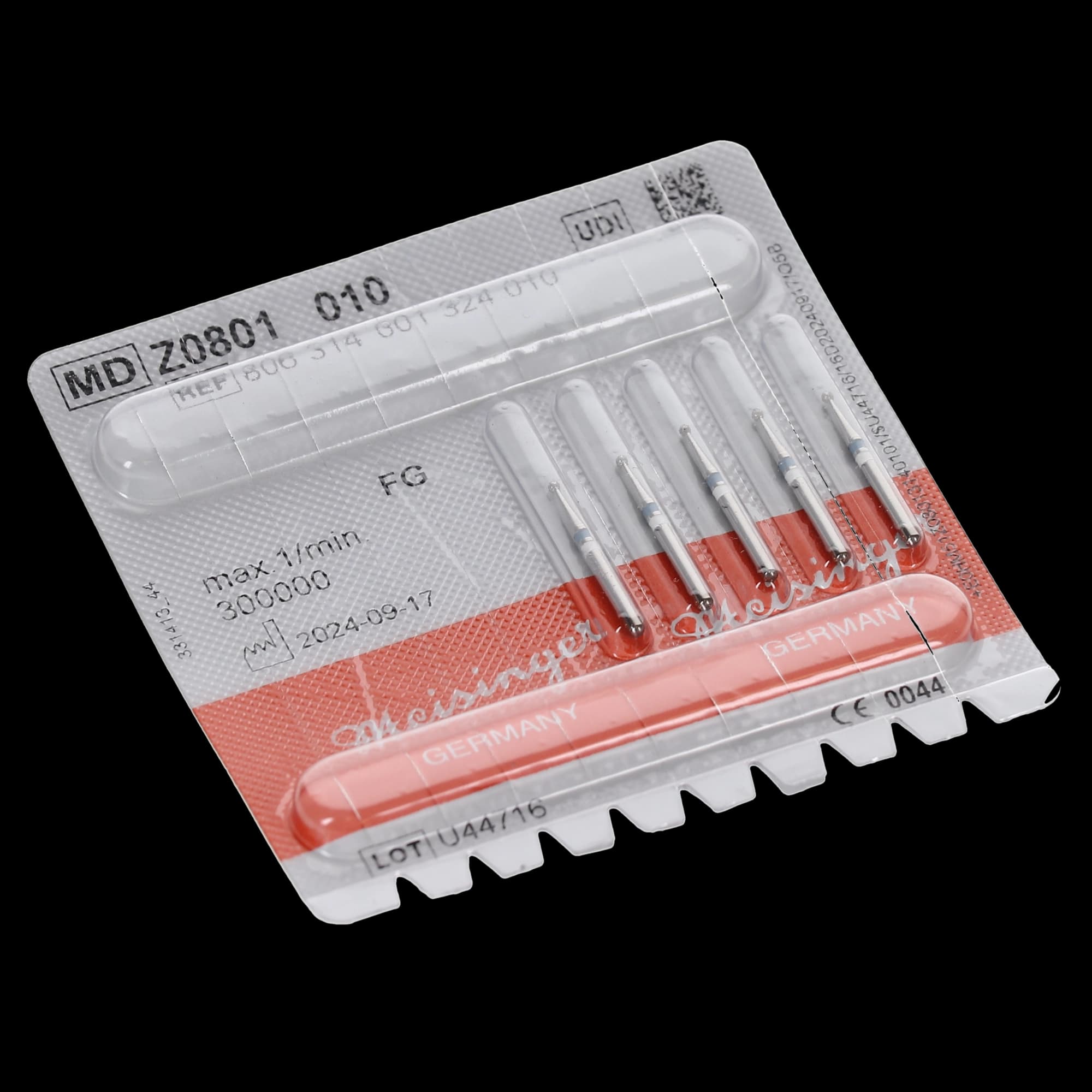 Meisinger Zirconia Diamond Bur, FG, Round, #801-010M, 1.0 mm, Medium Grit, Blue, 5/Pk, Z801-010-FG thumbnail 5