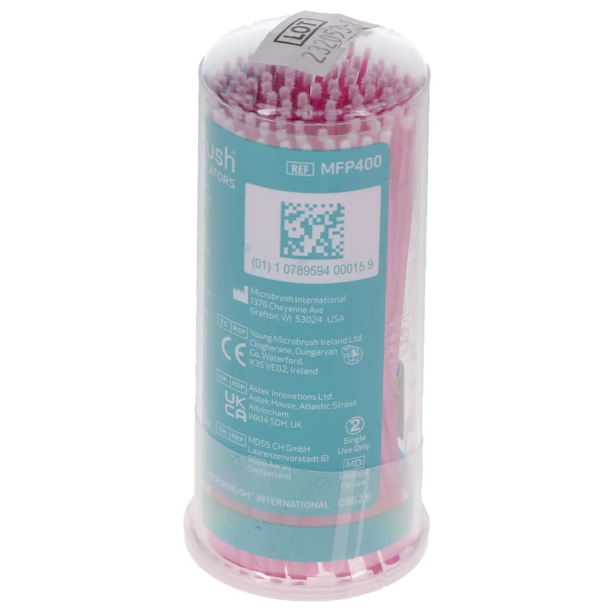 Microbrush Tube Series Applicators, Fine, Pink, 100/Pk, MFP100 thumbnail 3
