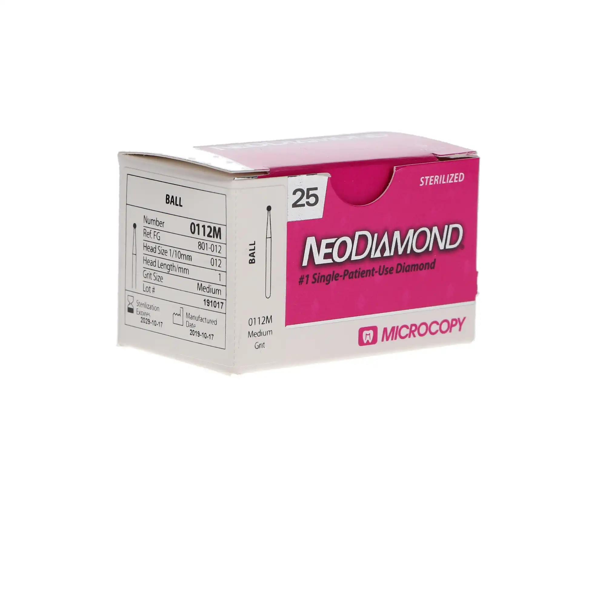 NeoDiamond Operative Diamond Single-Use Bur, FG, Ball, 1.2 mm, Medium, 25/Pk, 0112M thumbnail 4
