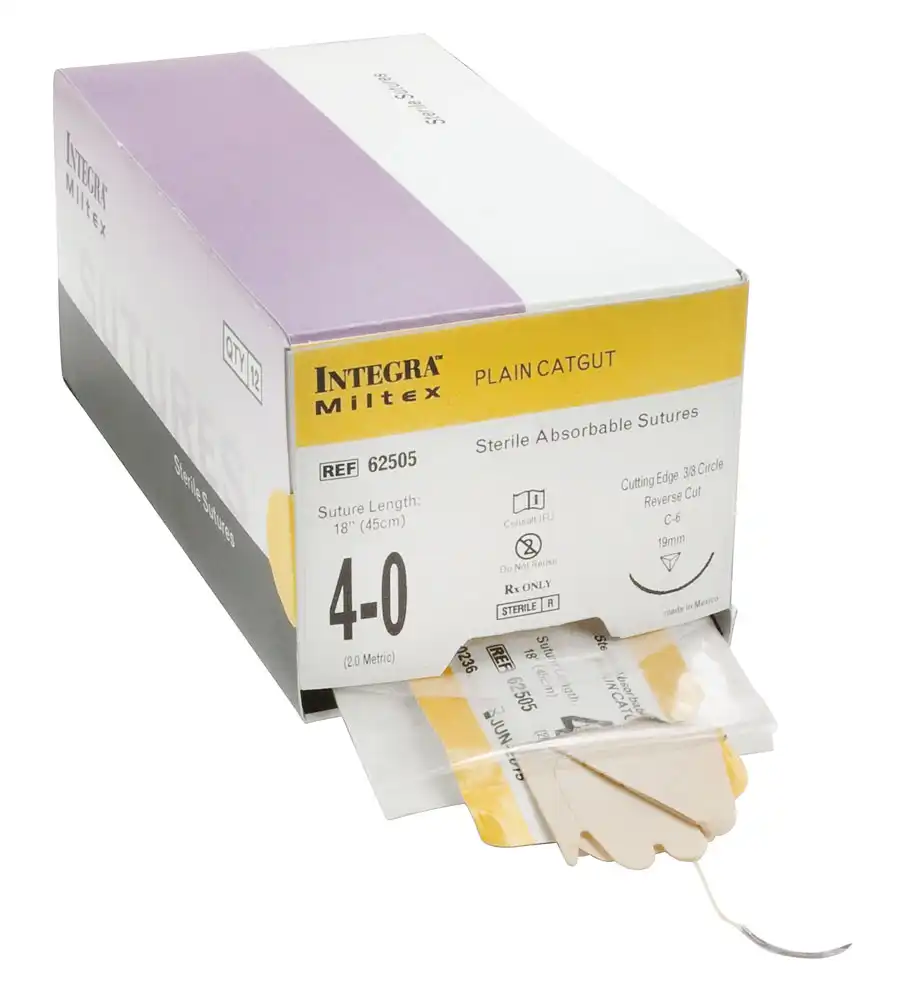 Integra Plain Gut Suture, C-6 Needle, 3-0, 18", 12/Bx - Integra Plain Gut C-6 3-0 18" 12/Bx - Image 1
