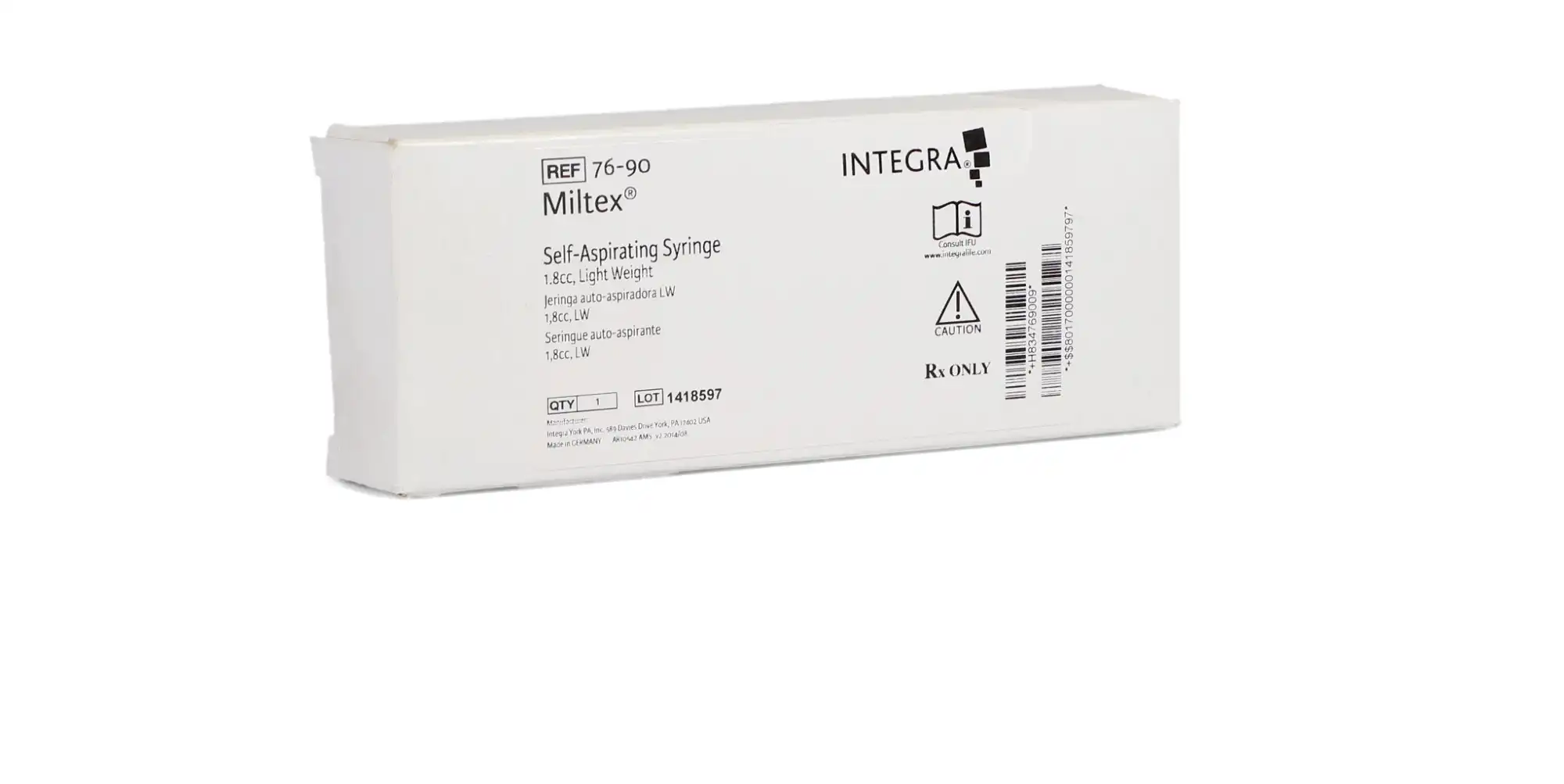 Miltex Self-Aspirating Anesthetic Syringe, CW Type, 1.8 cc, Lightweight, Autoclavable, 1/Pk, 76-90 thumbnail 3