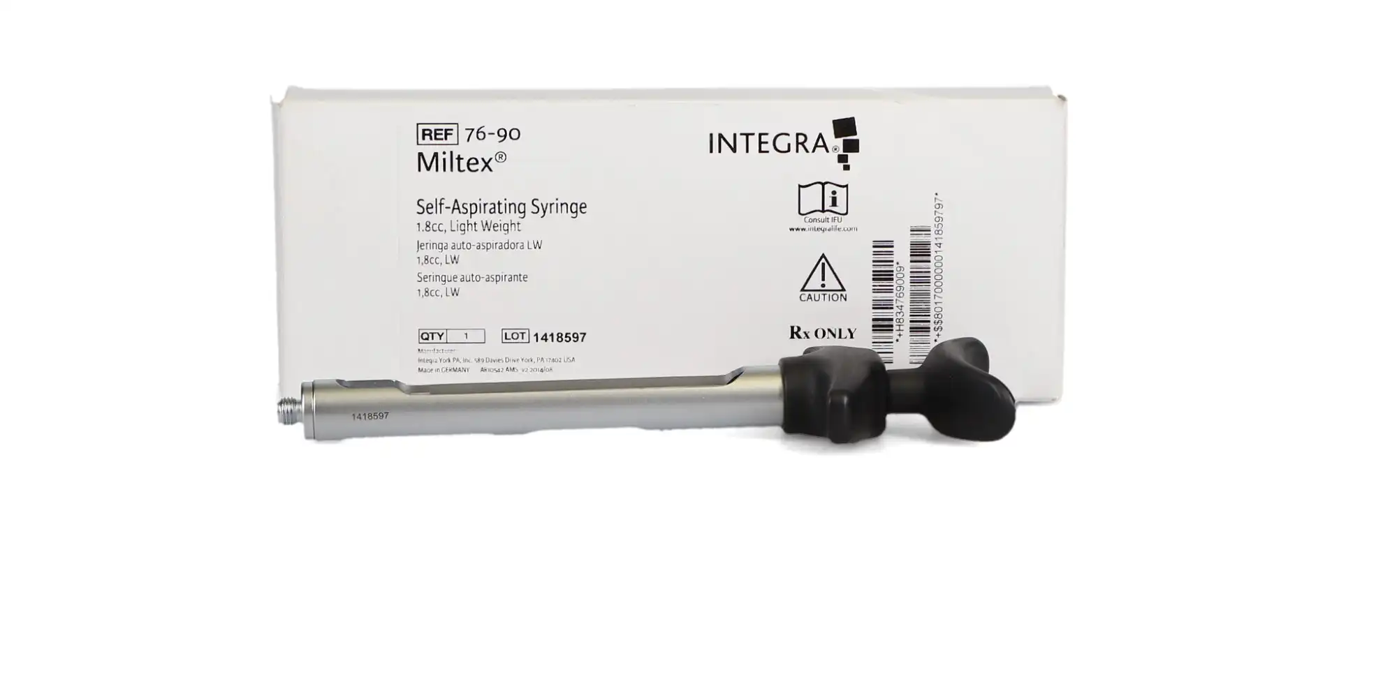 Miltex Self-Aspirating Anesthetic Syringe, CW Type, 1.8 cc, Lightweight, Autoclavable, 1/Pk, 76-90 thumbnail 4