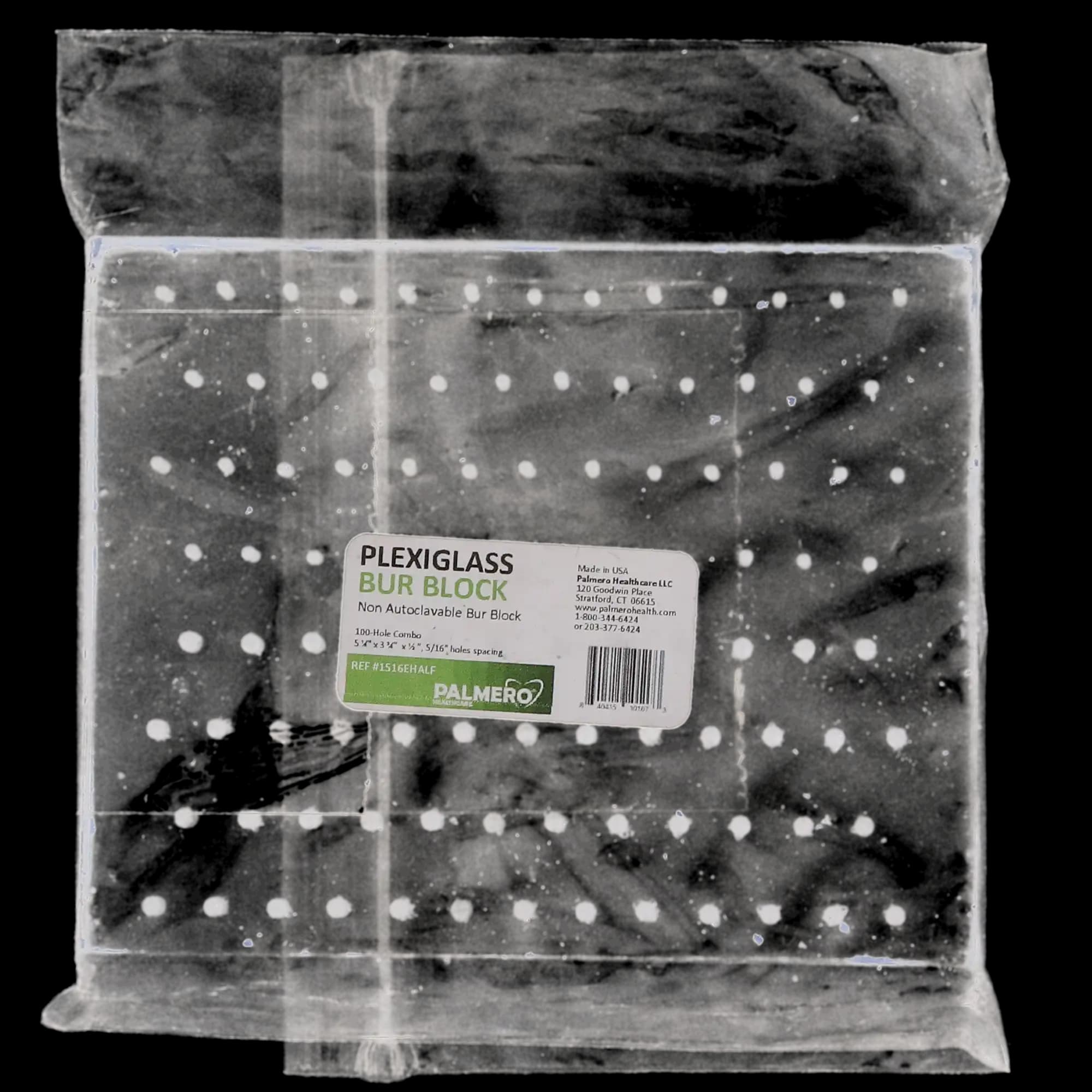Palmero Plexiglass Bur Block, 100-Hole, FG/RA Combo, Clear, 1/Pk, 1516E-COMBO thumbnail 4