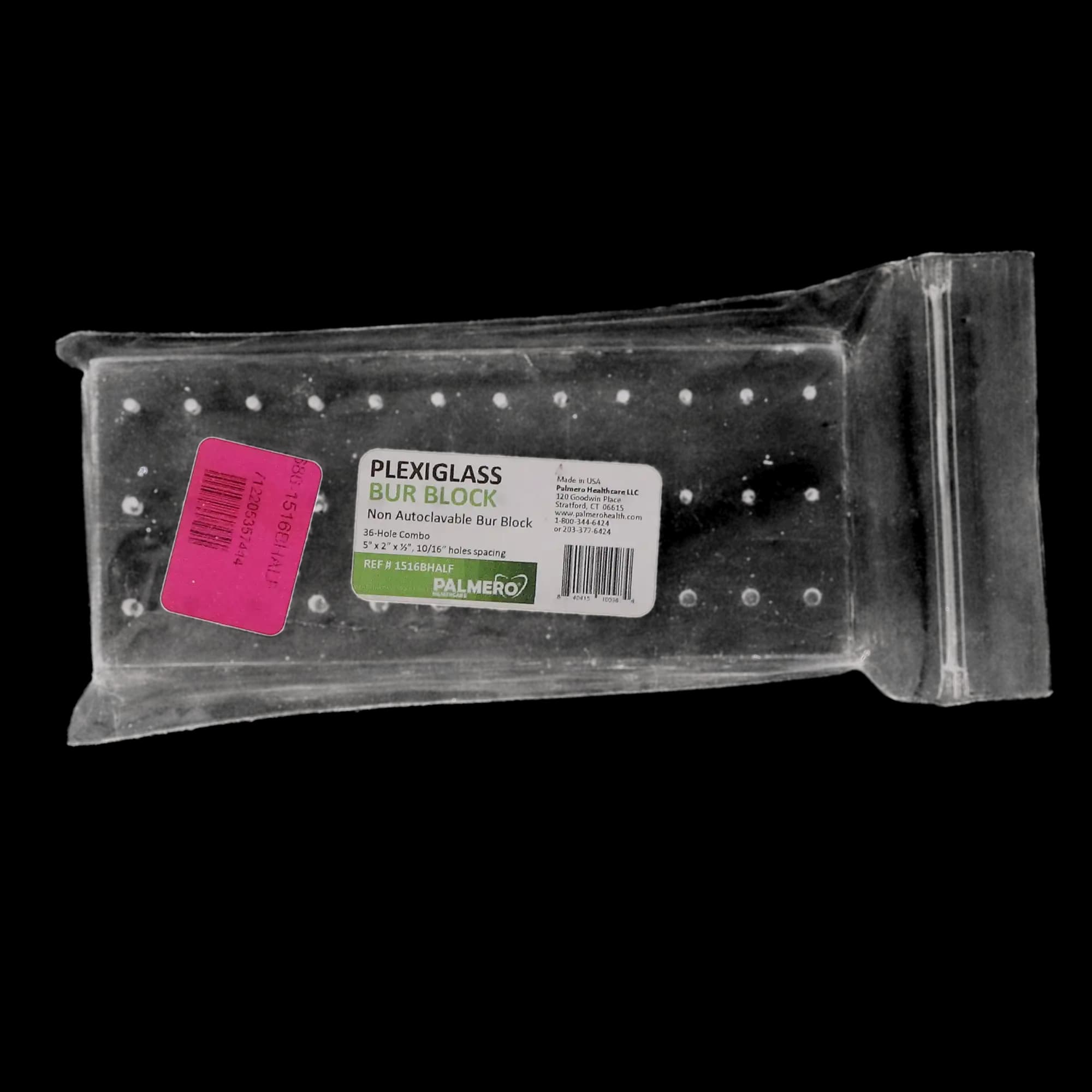 Palmero Plexiglass Bur Block, 36-Hole, FG/RA Combo (18 FG/18 RA), Clear, 1/Pk, 1516BHALF thumbnail 4