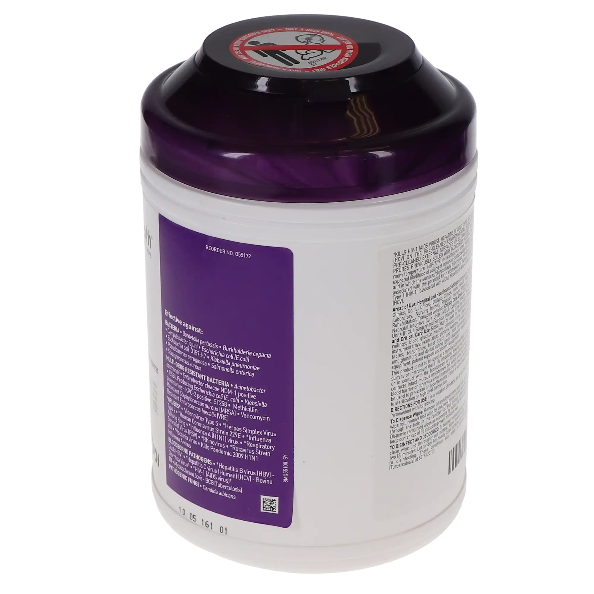 PDI Super Sani-Cloth Large Germicidal Disposable Wipes, 6" x 6.75", High Alcohol (55%), 160/Canister, Q55172 thumbnail 2