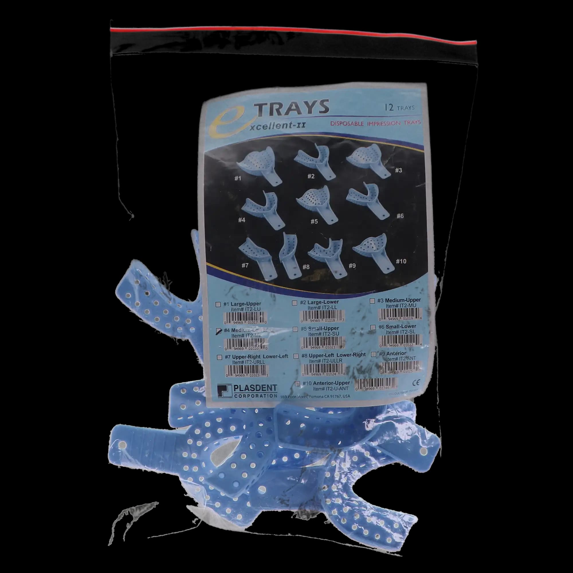 Excellent II Disposable Impression Trays, #4 Medium Lower Arch, Perforated, Baby Blue, 12/Pk, IT2-ML thumbnail 5