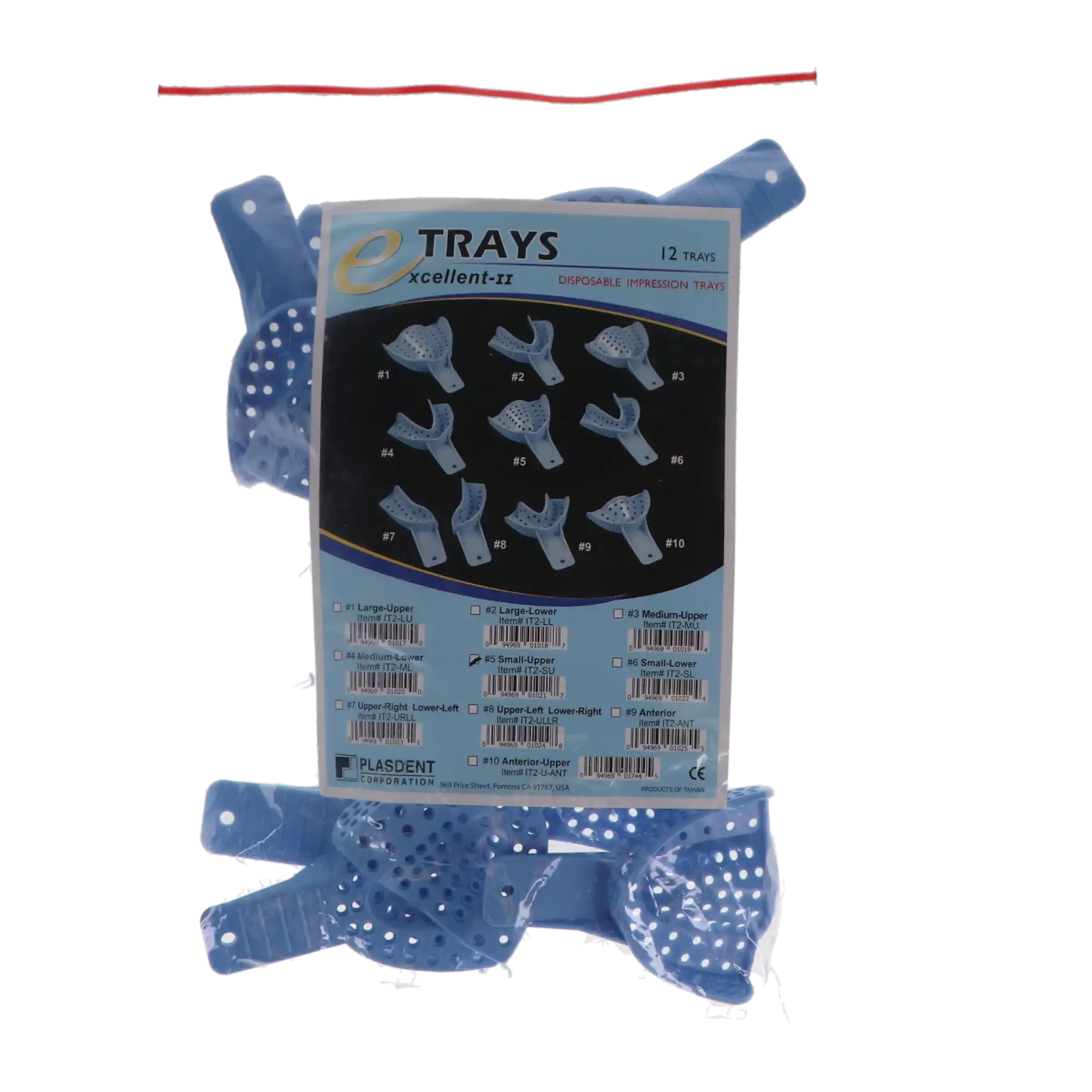 Excellent II Disposable Impression Trays, #5, Small, Upper Arch, Perforated, Baby Blue, 12/Pk, IT2-SU thumbnail 4