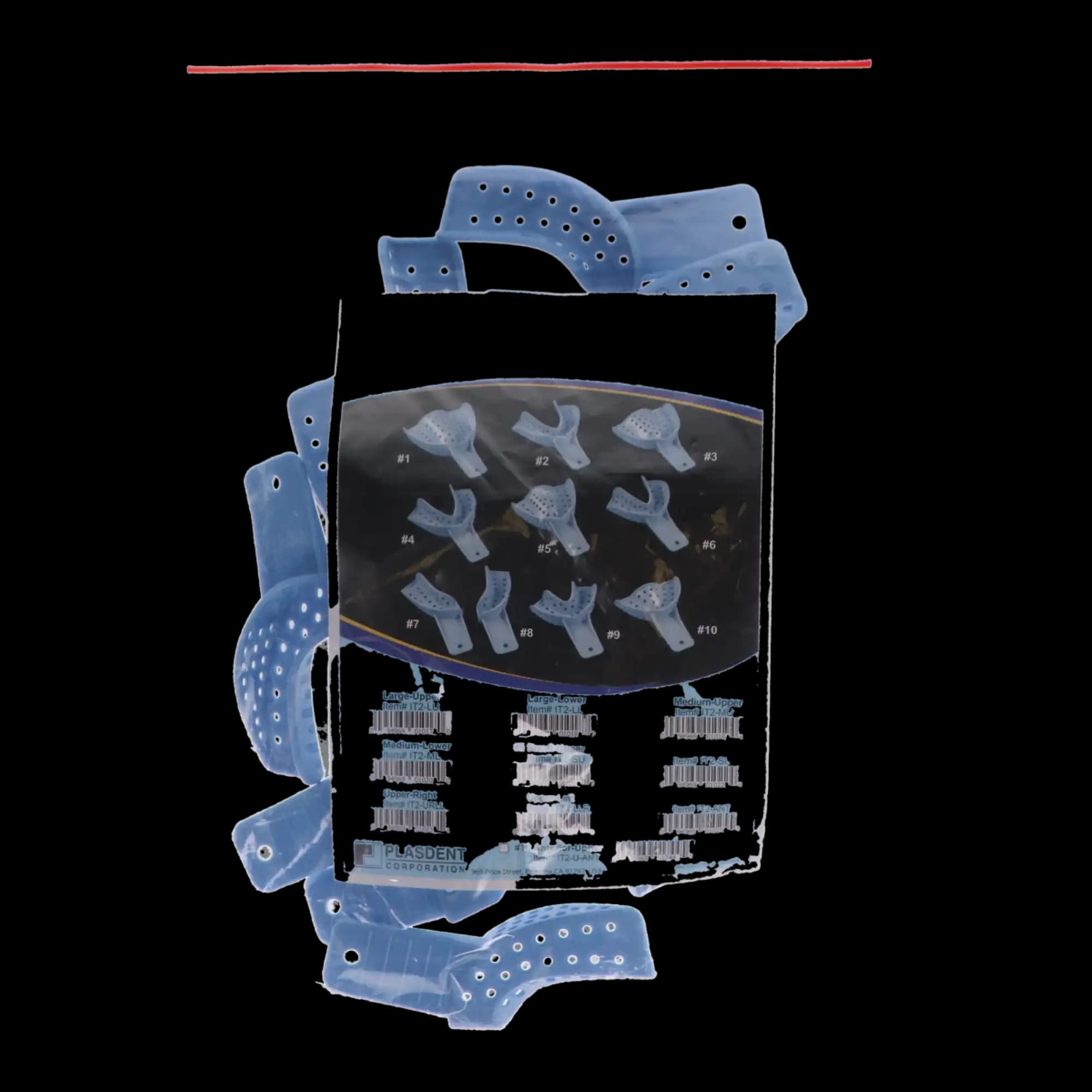 Excellent II Disposable Impression Trays, #8 Upper Left/Lower Right, Perforated Baby Blue Plastic, 12/Pk, IT2-ULLR thumbnail 5