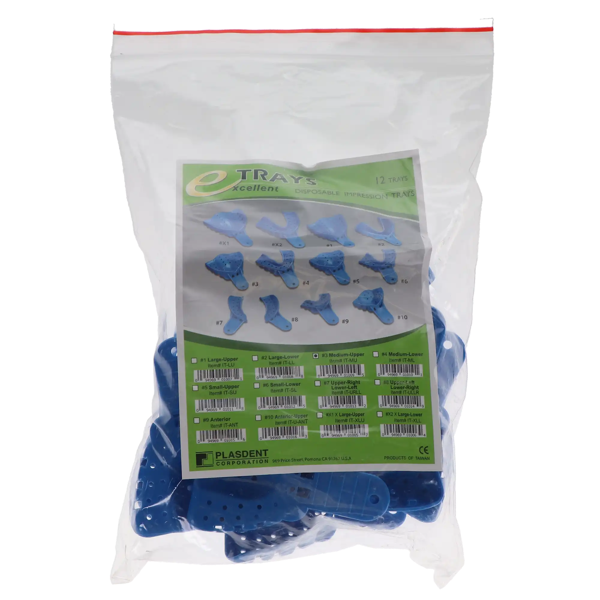 Plasdent Excellent Disposable Impression Trays, #3 Medium Upper, Perforated, Royal Blue, 12/Pk, IT-MU thumbnail 5