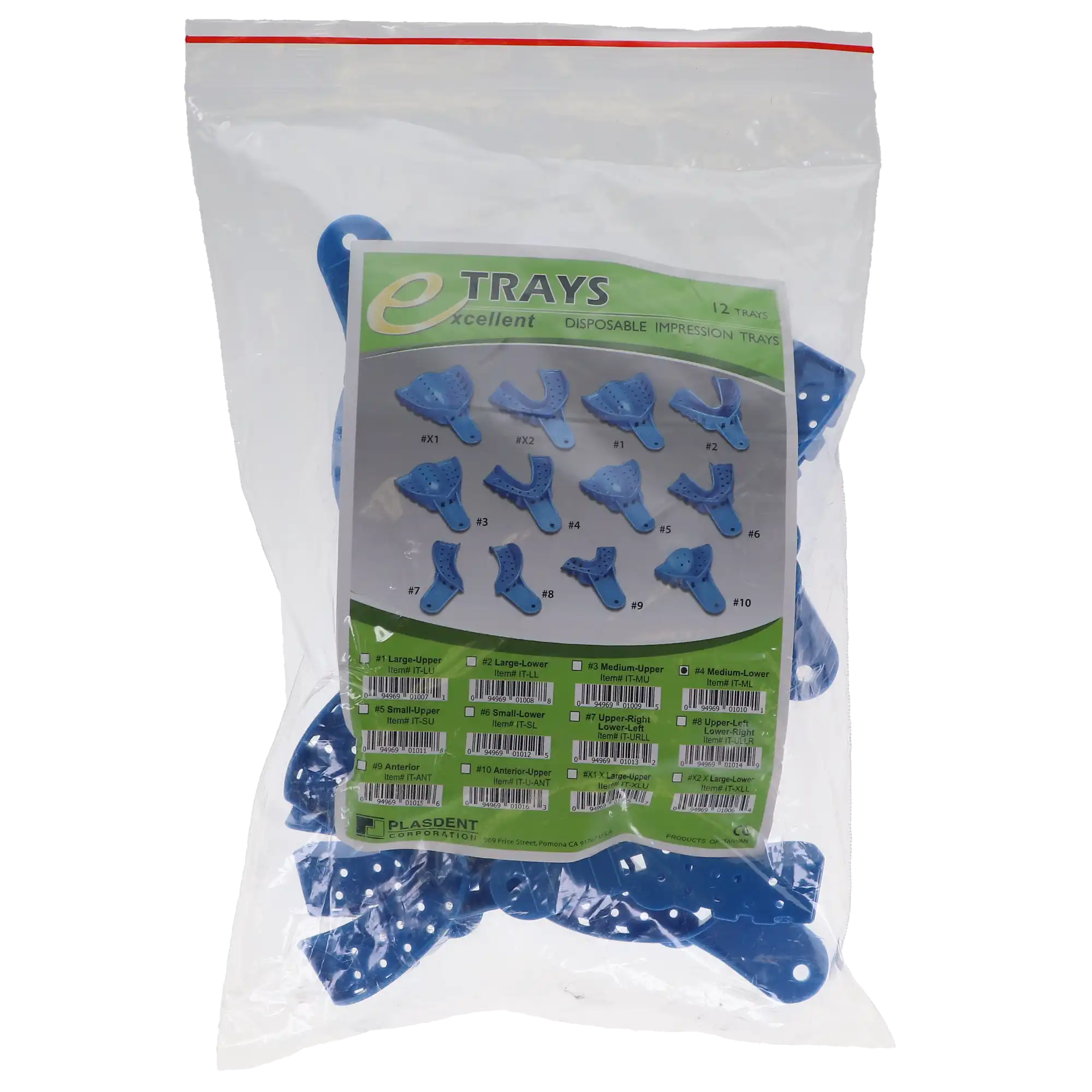 Plasdent Excellent Disposable Impression Trays, #4 Medium Lower, Perforated, Royal Blue, 12/Pk, IT-ML thumbnail 5